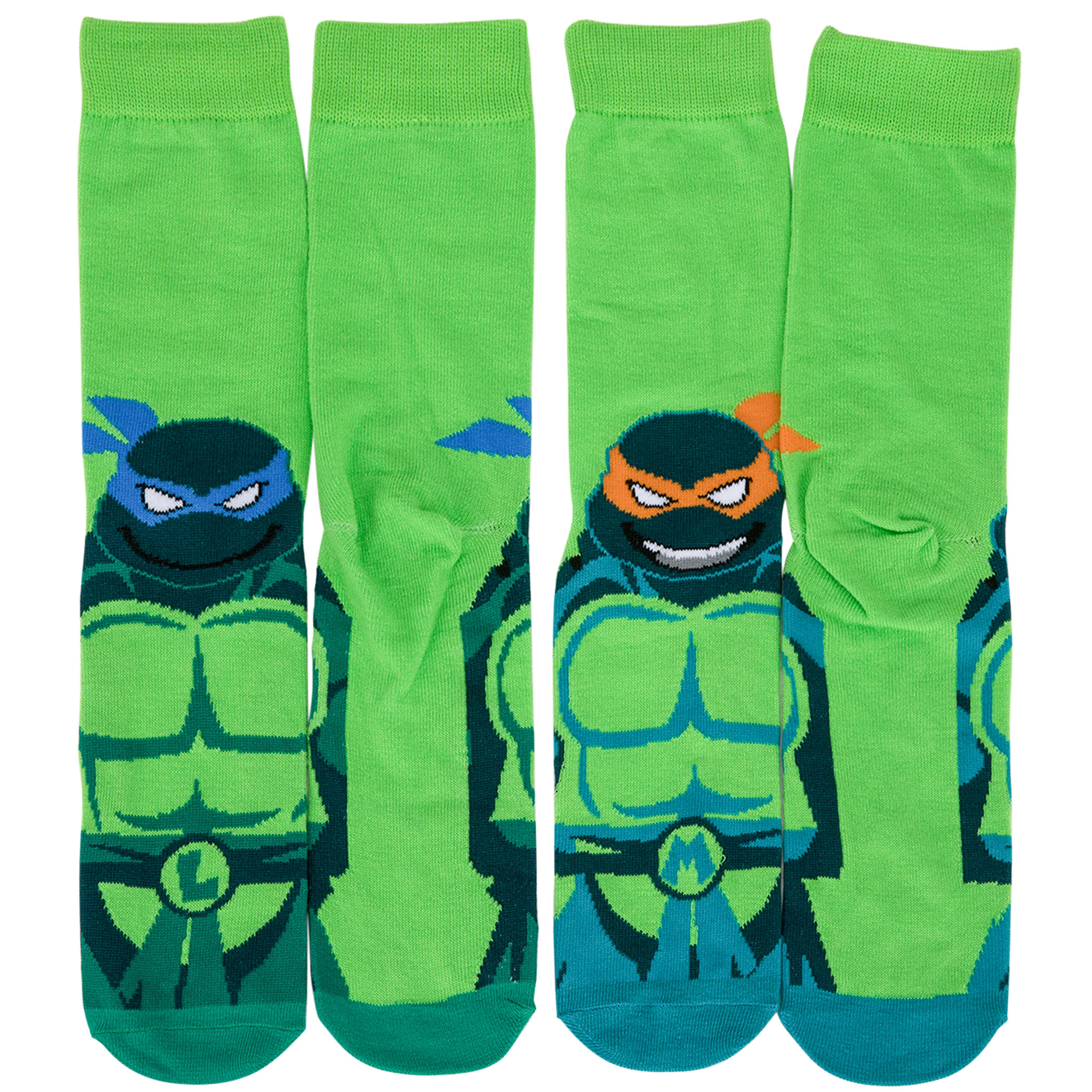 Teenage Mutant Ninja Turtles Leo and Mikey Crew Socks 2-Pack, Green