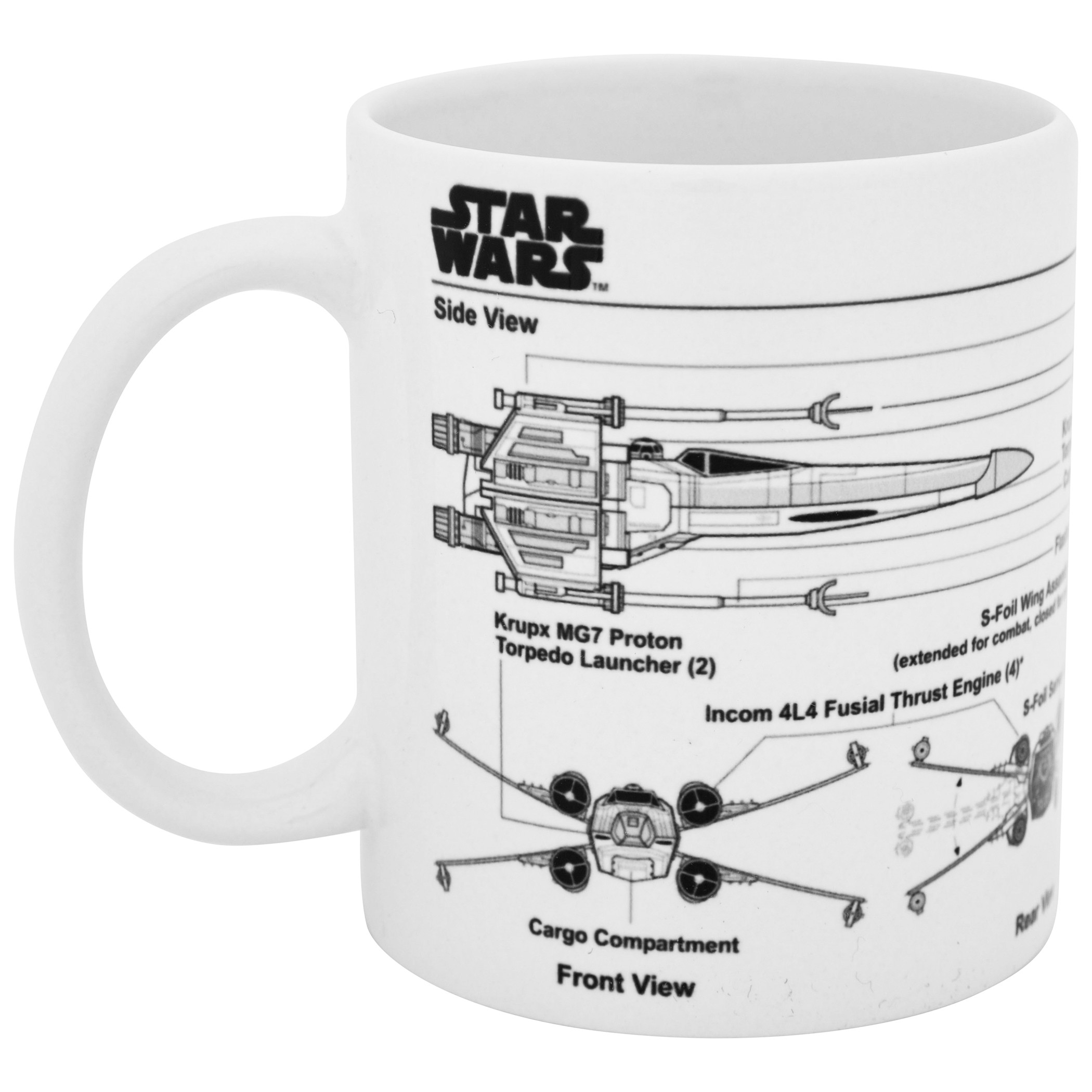 Star Wars X-Wing Fighter Diagram 11 oz. Ceramic Mug, White