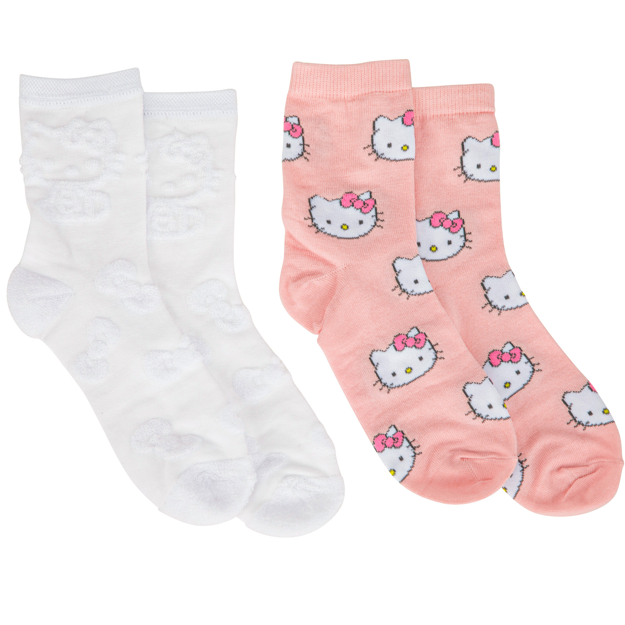 Hello Kitty Face Print Women's Crew Socks 2-Pack, Multi-Color