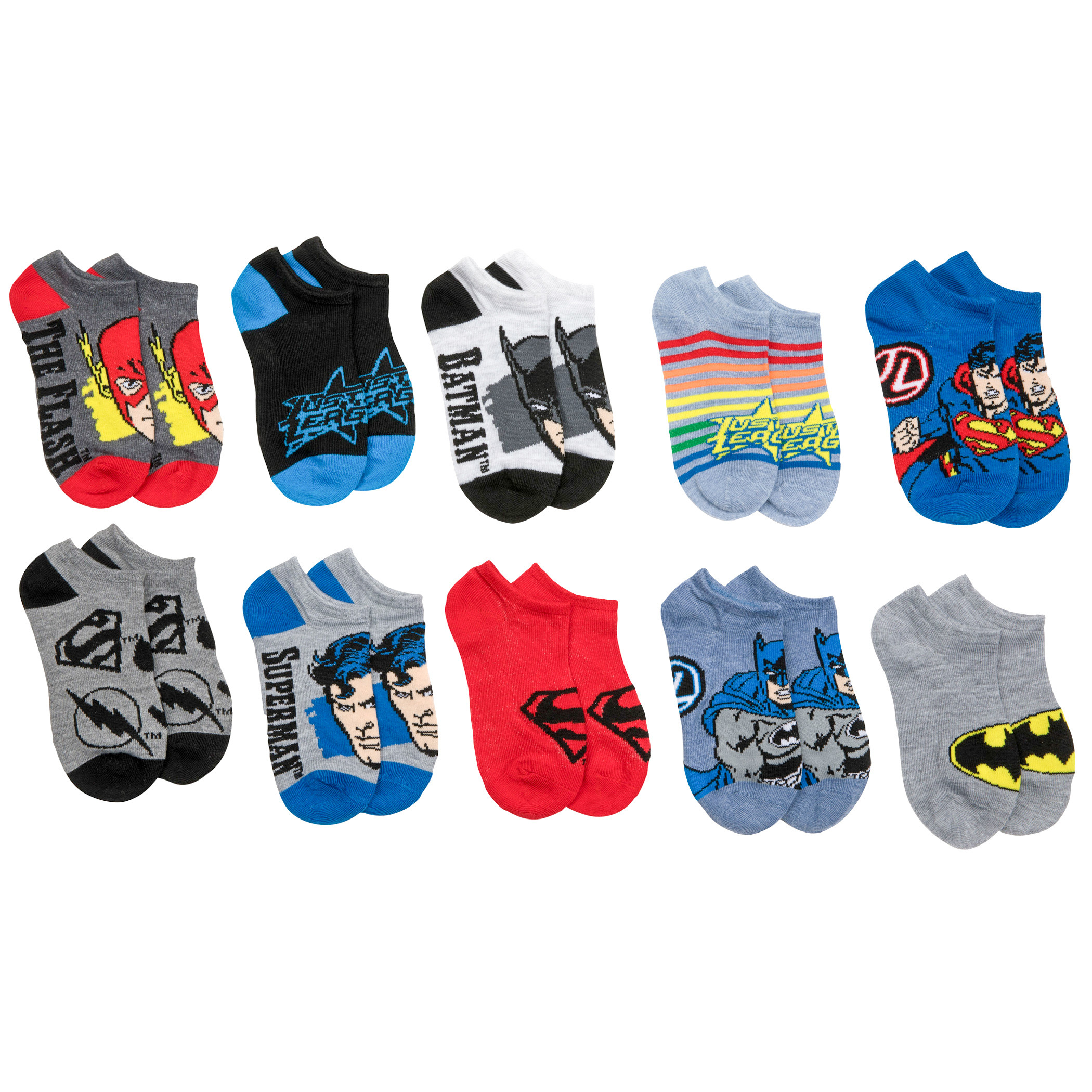 Paquete de 10 calcetines DC Justice League surtidos para niños No Show multicolor - Imagen 1 de 3