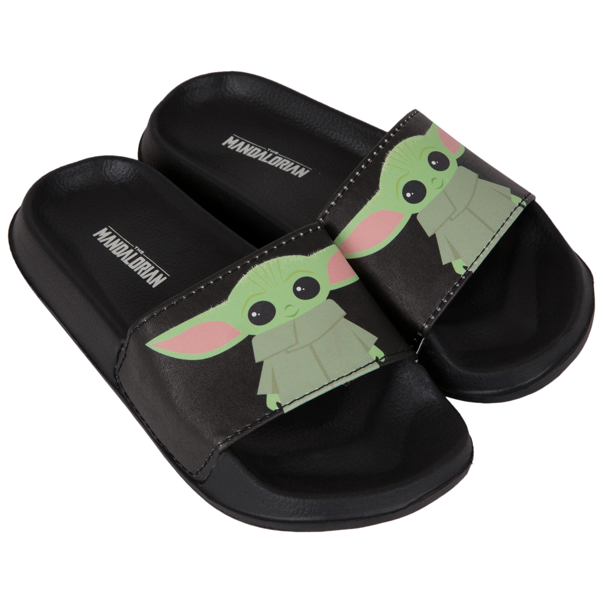 Star Wars The Mandalorian Grogu Boy's Slide Sandals, Black