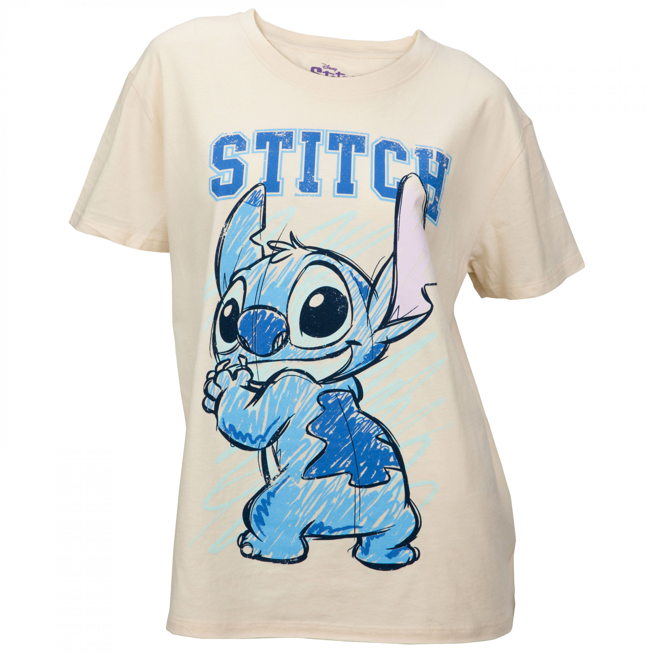 Lilo & Stitch Sketchy Doodle Junior's T-Shirt Beige | eBay