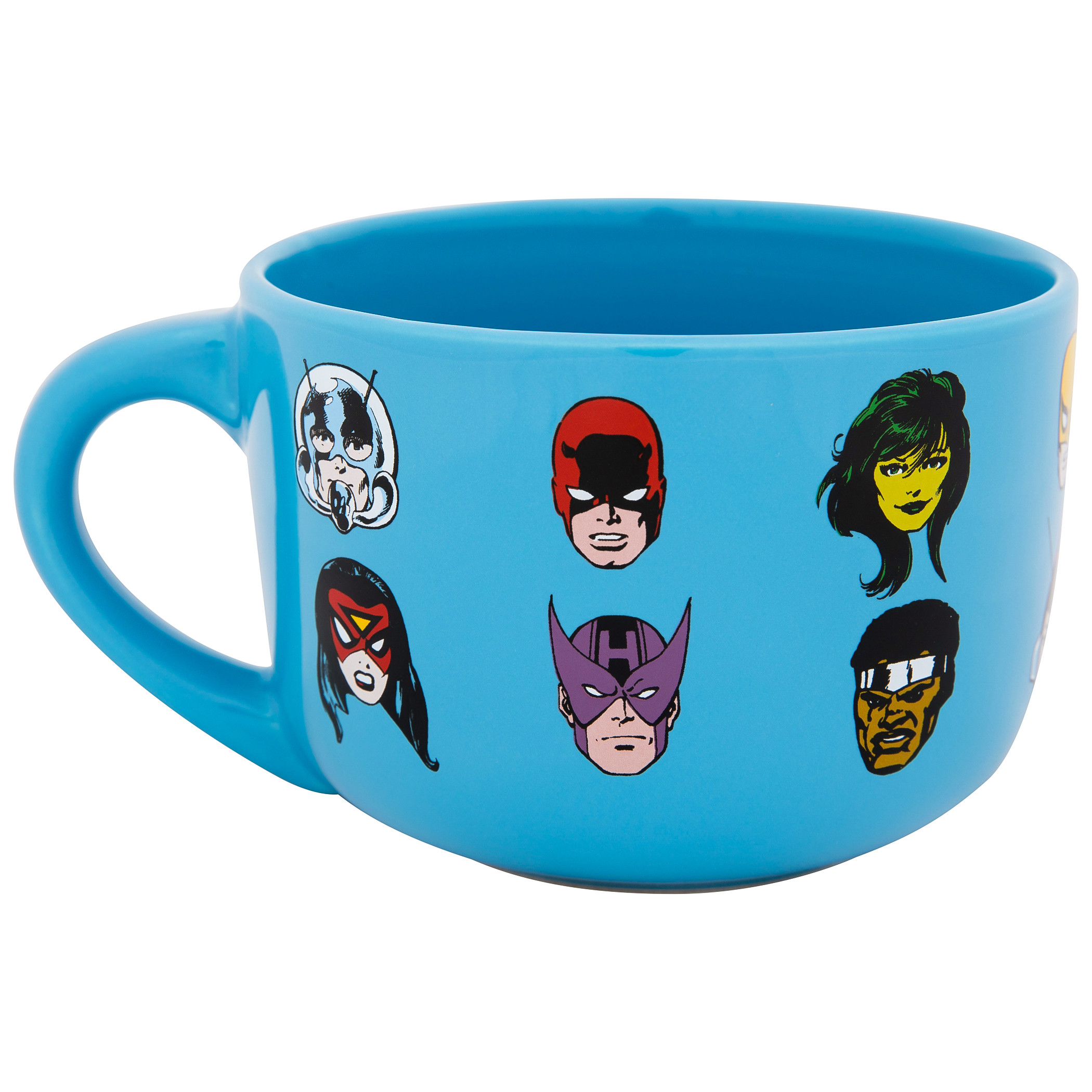 Avengers Comic Character Art 24oz Ceramic Soup Mug with Lid, Multi-Color