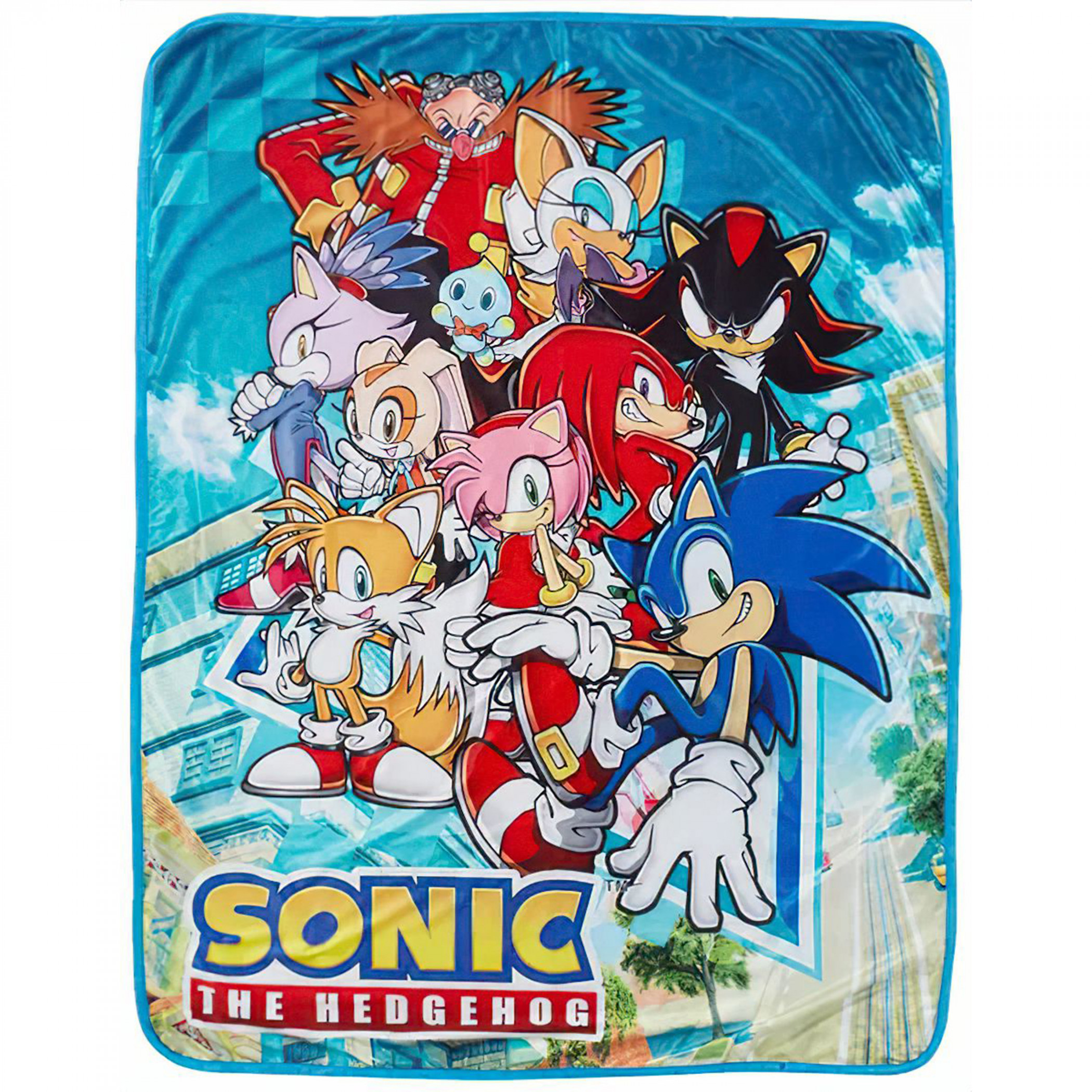 Sonic the Hedgehog Big Group Sublimation Throw Blanket, Multi-Color