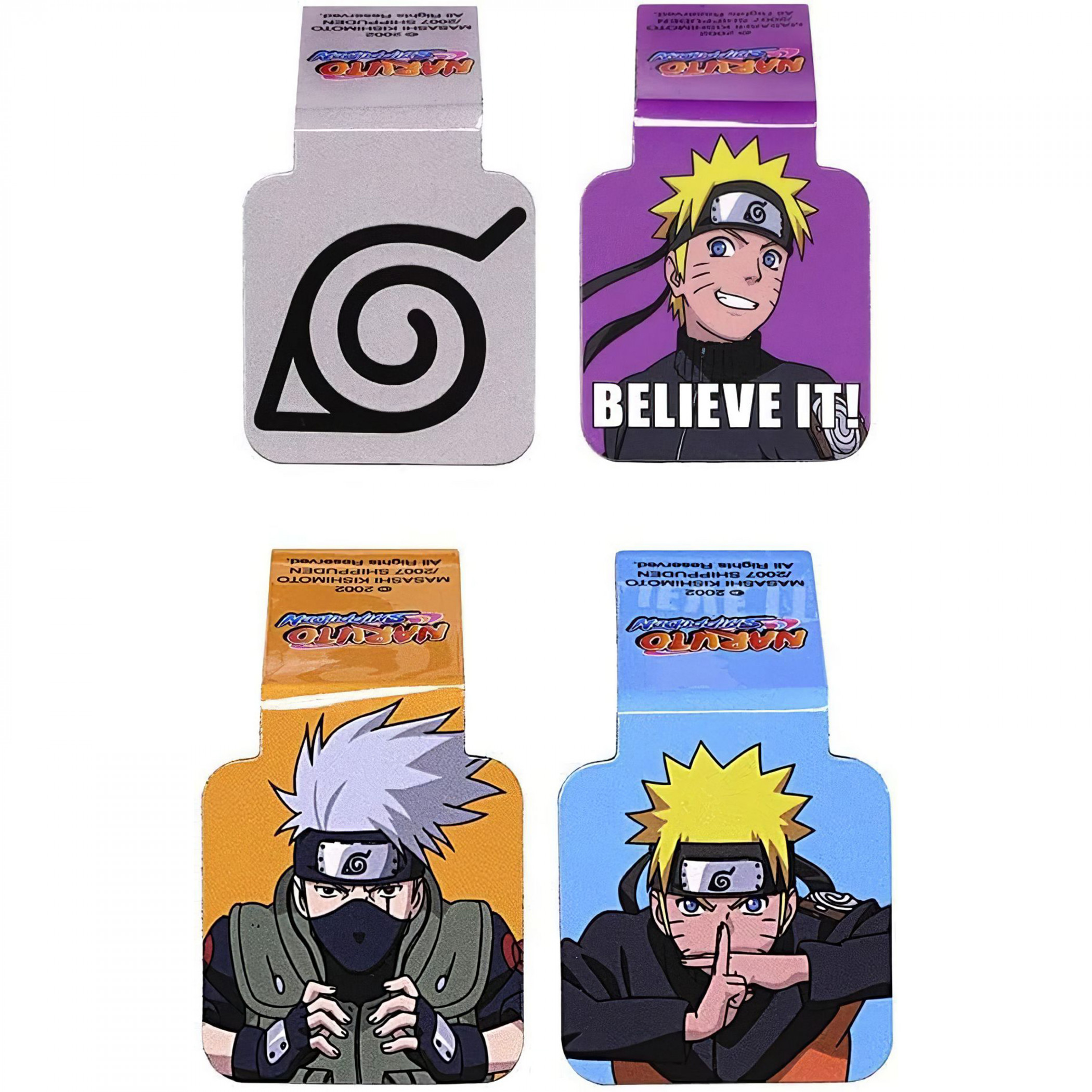 Naruto Believe It! Set of 4 Magnetic Bookmarks, Multi-Color