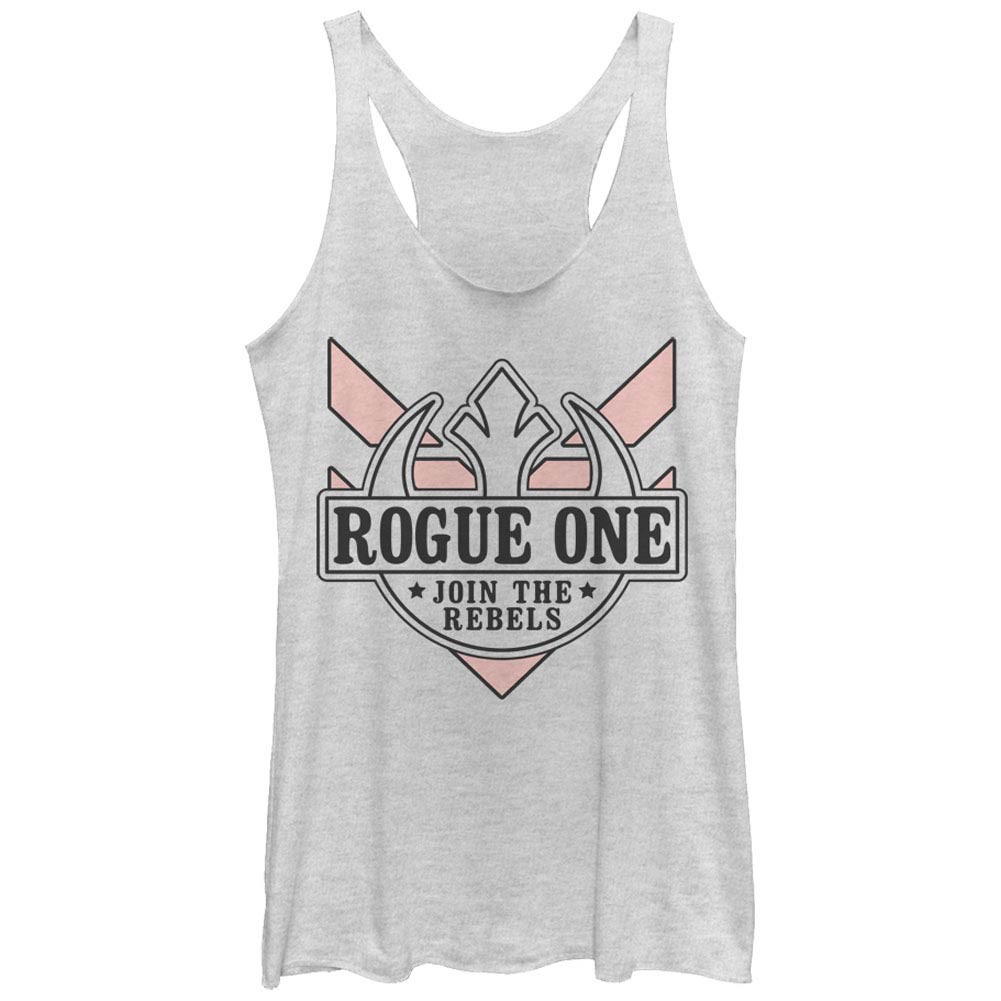 Star Wars Rogue One Join The Rebels White Juniors Racerback Tank Top, White