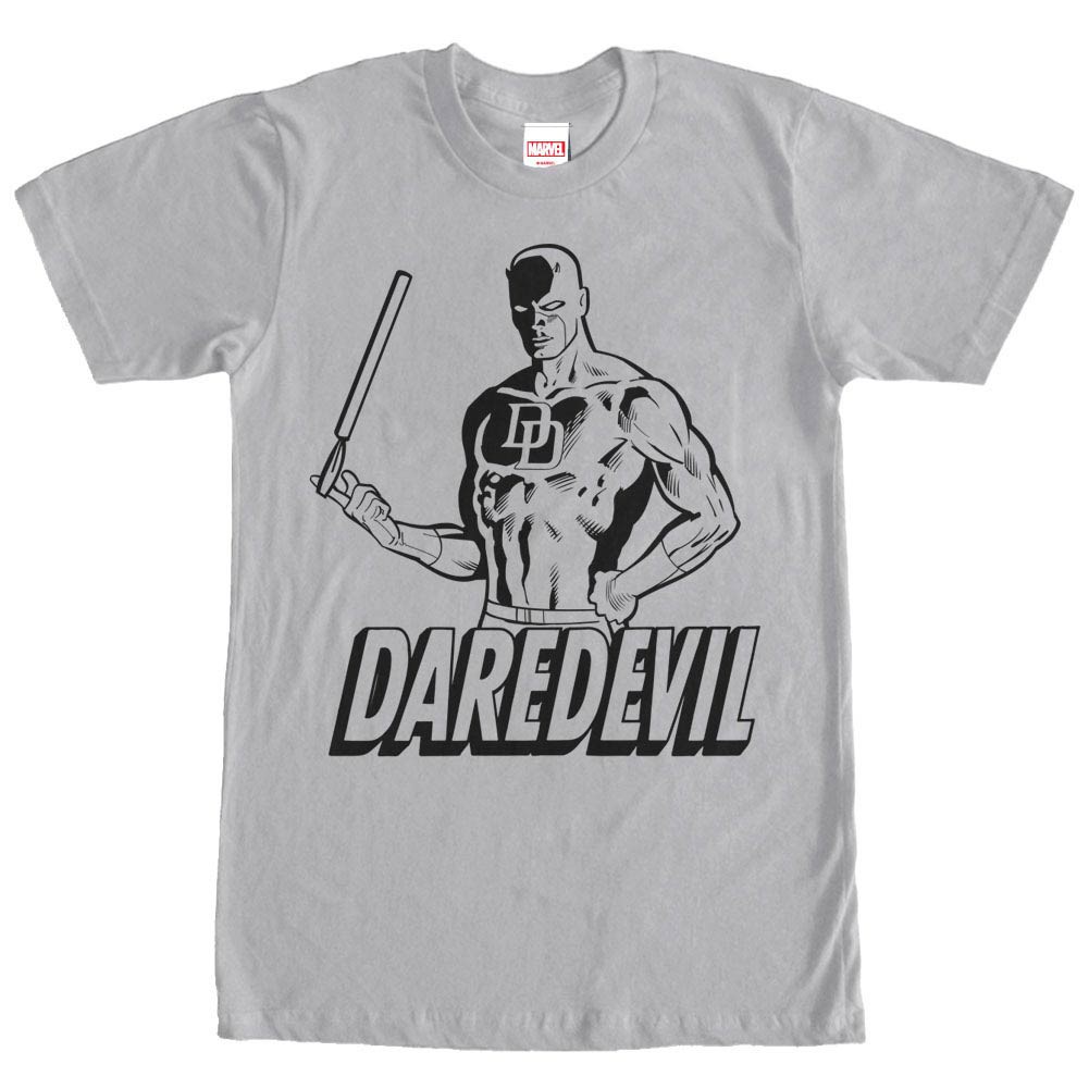 Daredevil Outline Gray Mens T-Shirt, Grey