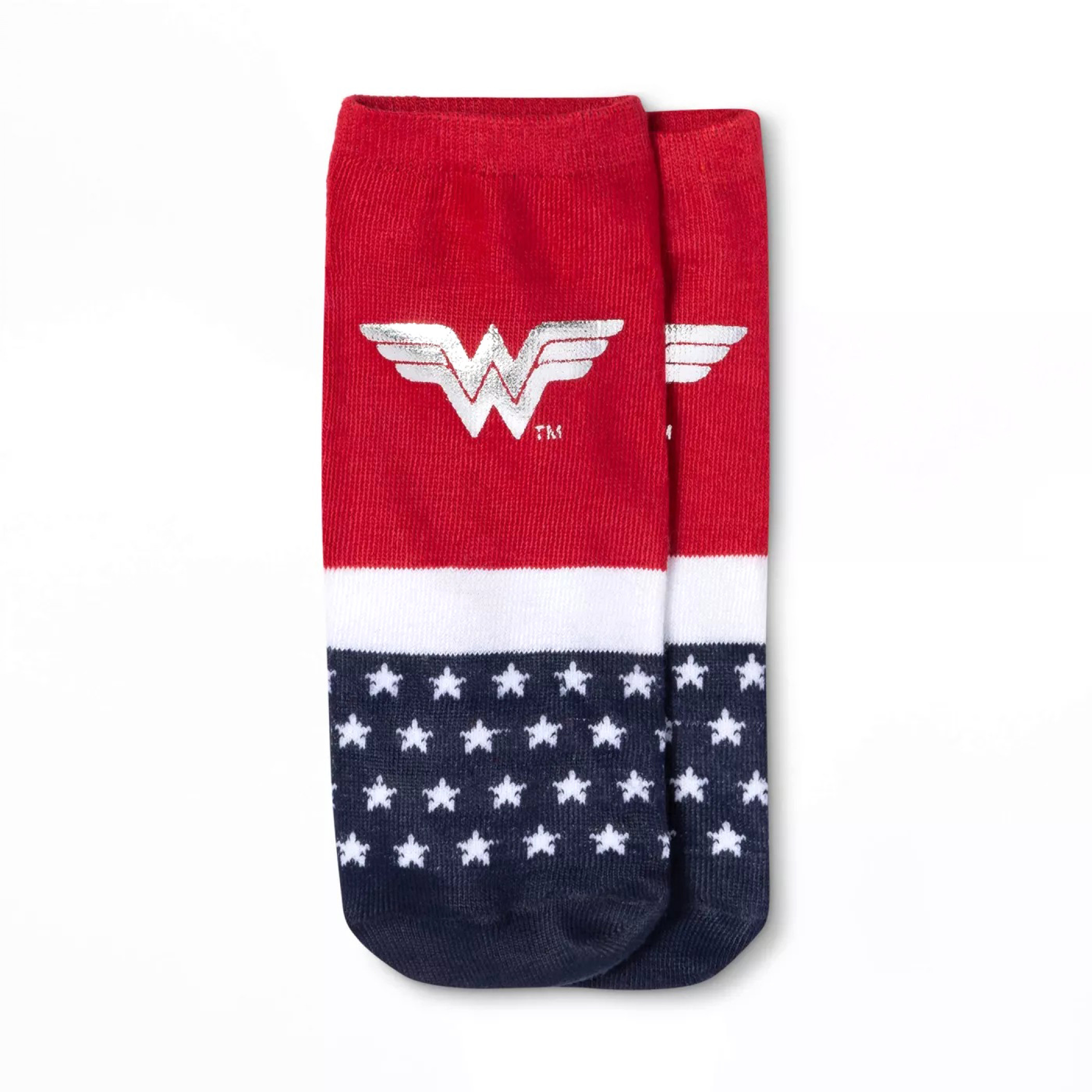 Wonder Woman Symbol with Silver Foil Women's Shorty Sock, Multi-Color
