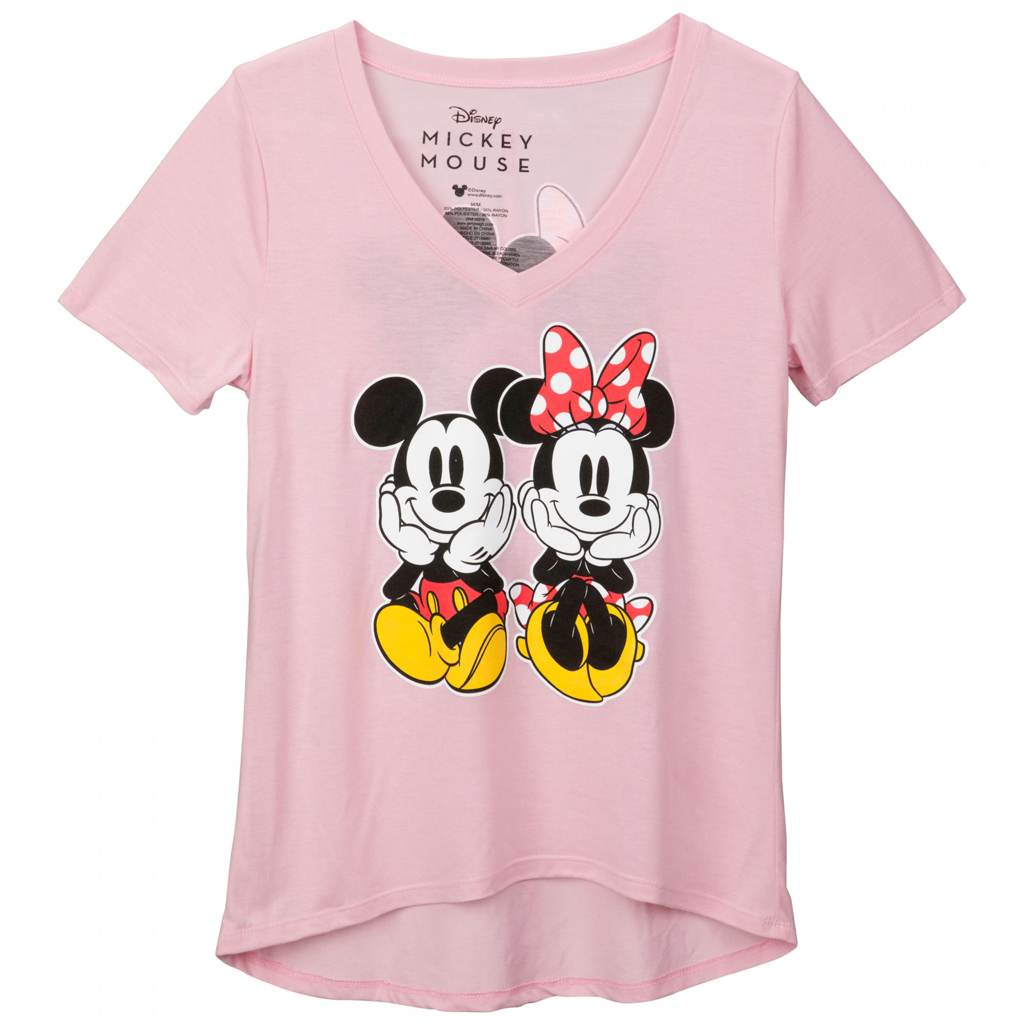 Mickey and Minnie Sitting Together Junior's Tunic T-Shirt Pink | eBay