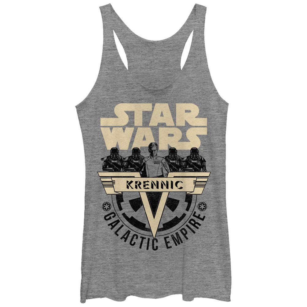 Star Wars Rogue One SW Vader 1 Gray Juniors Racerback Tank Top, Grey
