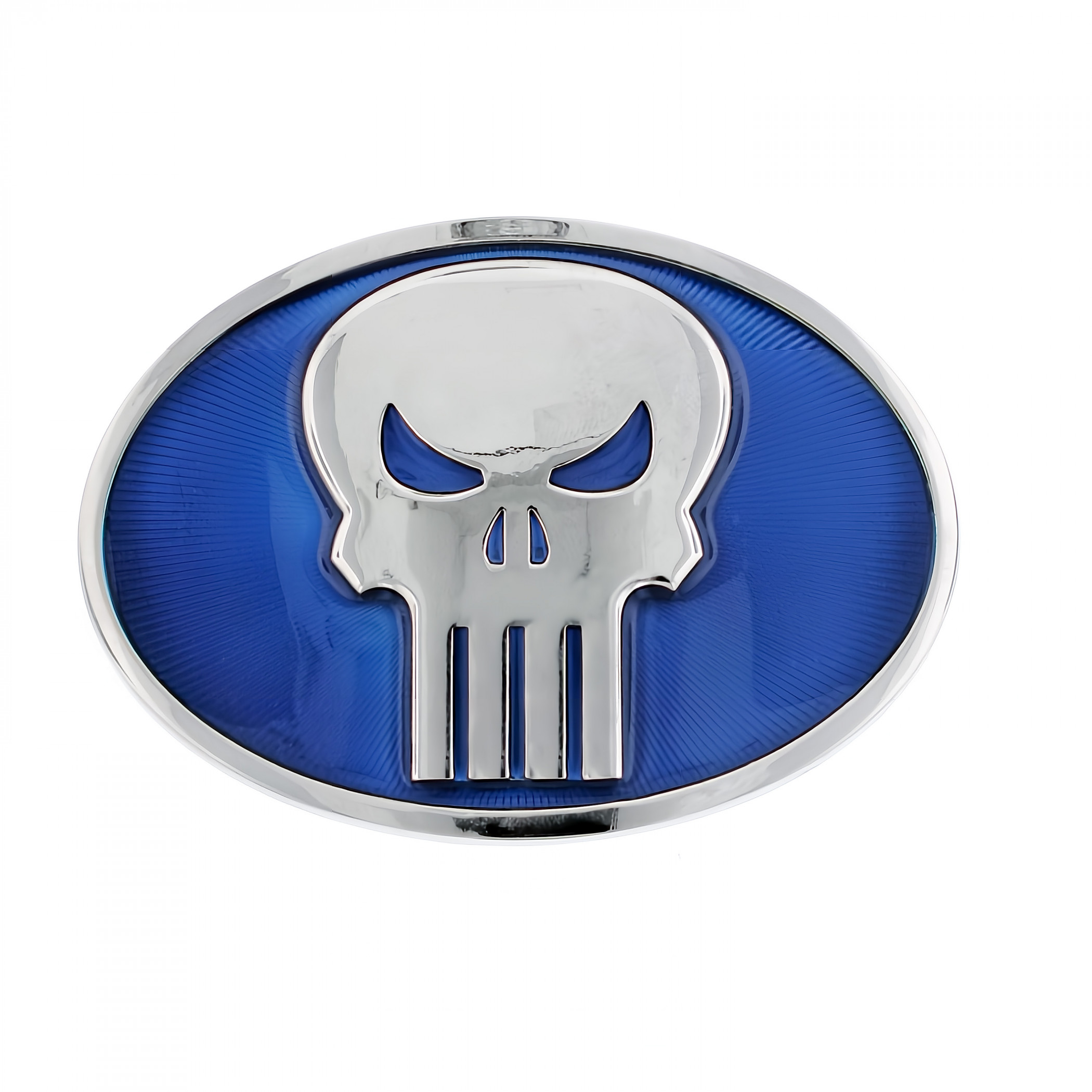 Punisher Blue Oval Belt Buckle, Blue