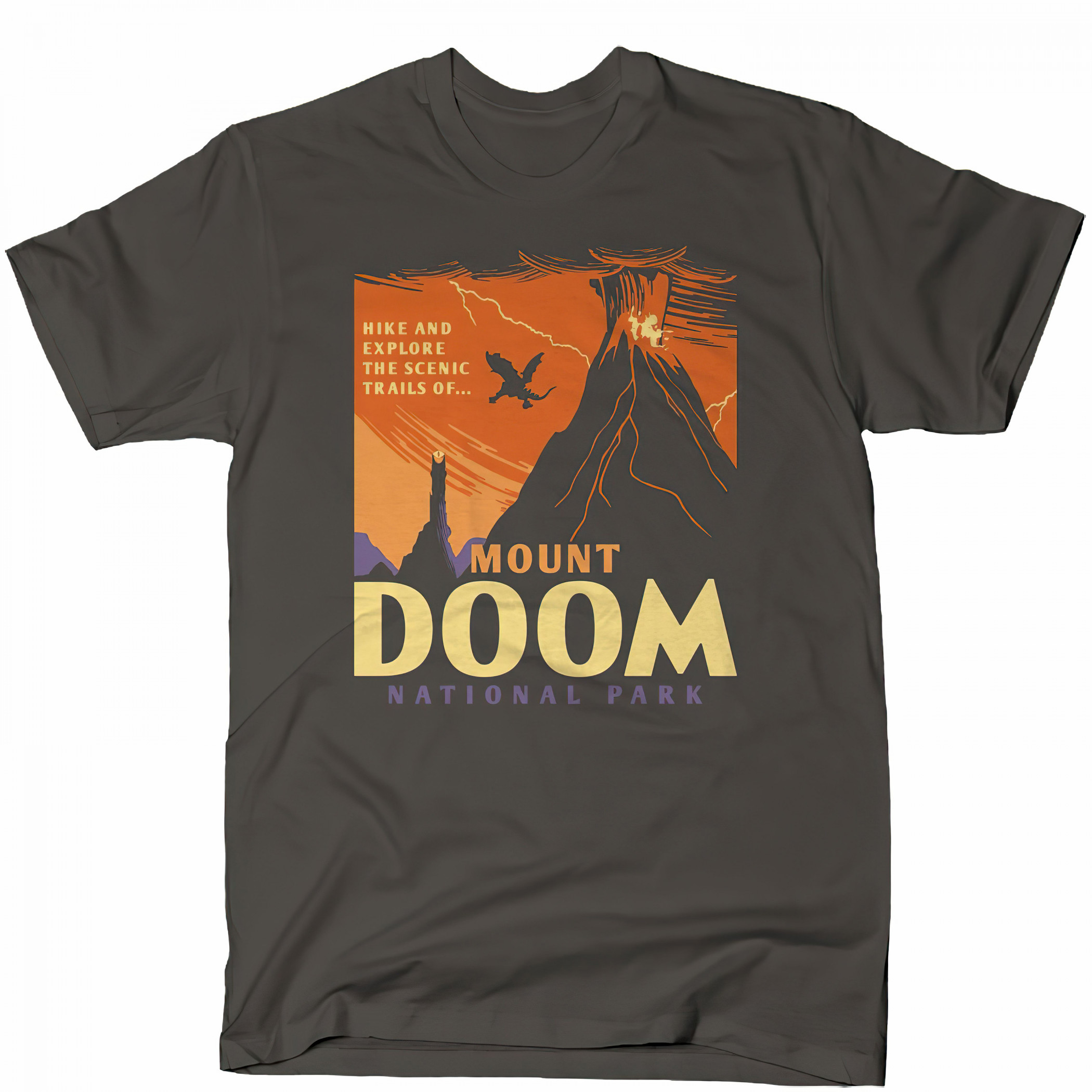 Lord of The Rings Mount Doom National Park T-Shirt, Grey