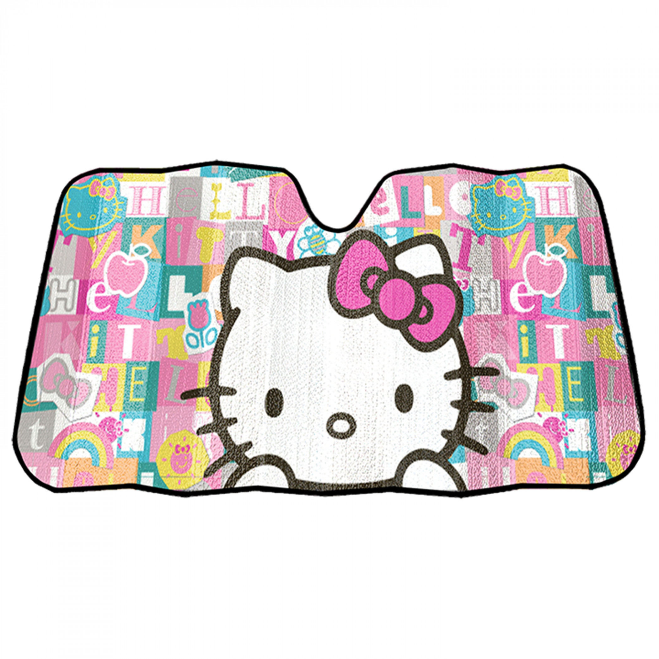 Hello Kitty Tile Art Accordion Bubble Car Sunshade, Multi-Color