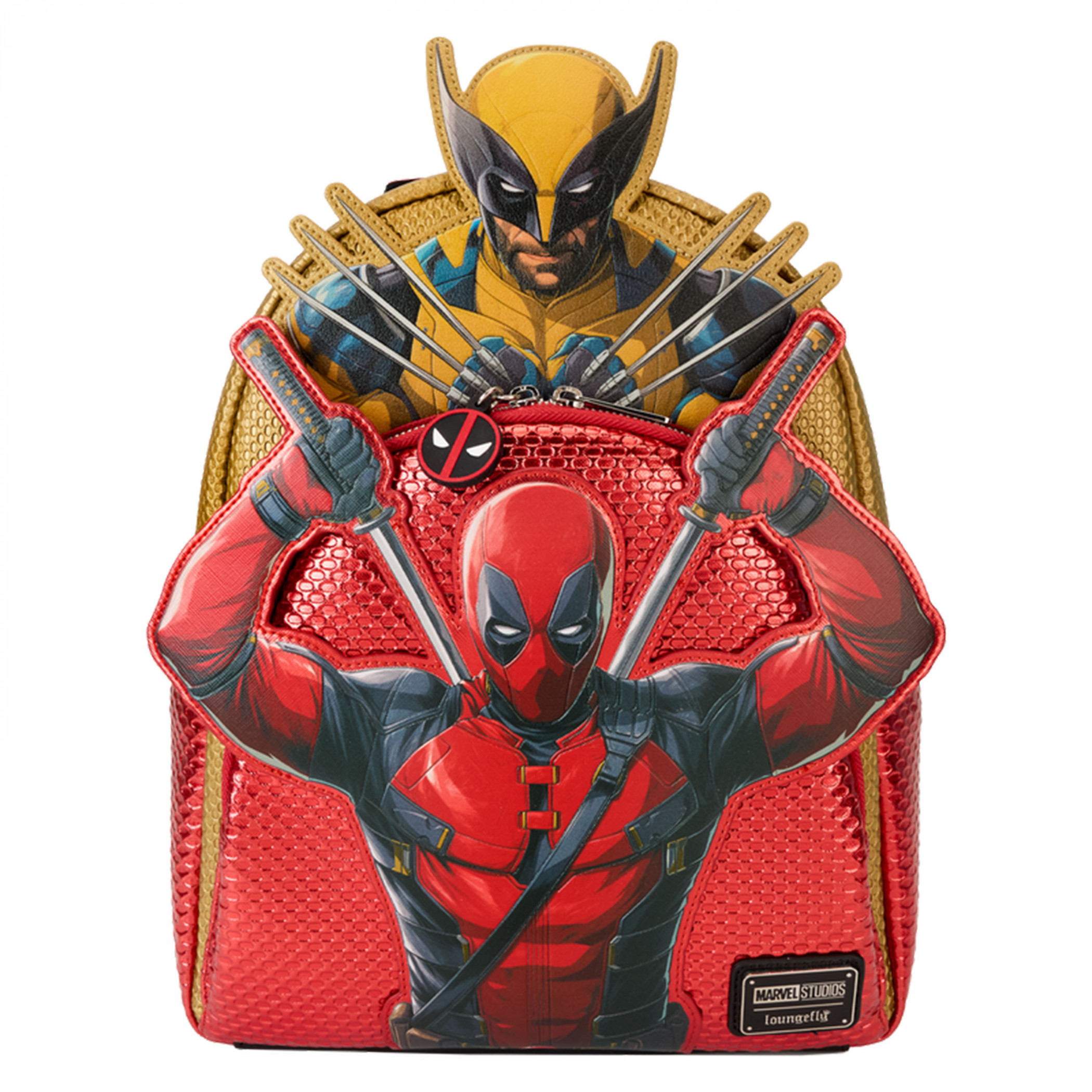 Deadpool 3 Mini Metallic Faux Leather Backpack By Loungefly, Multi-Color
