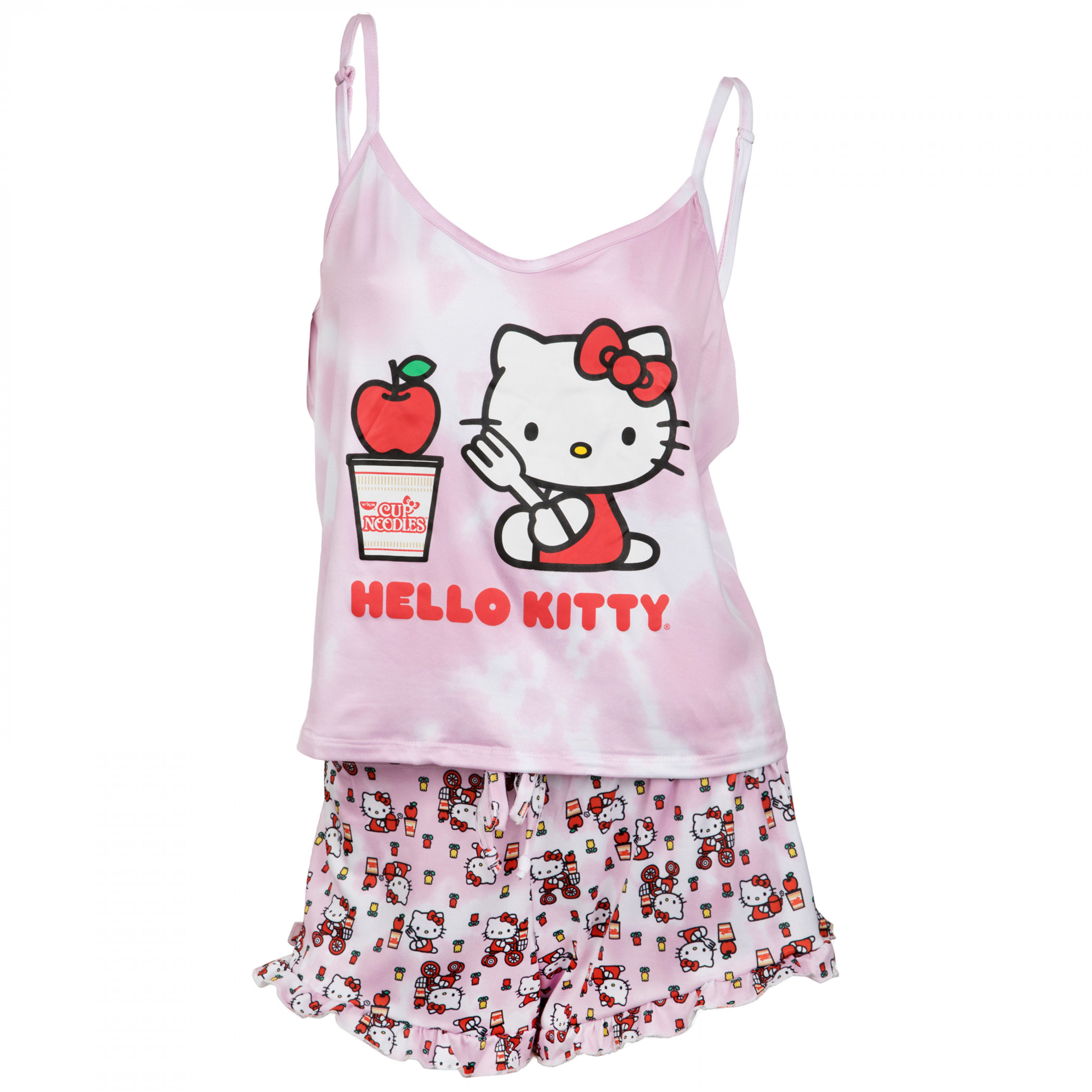Hello Kitty Sanrio x Cup Noodles Apple Time Spaghetti Strap Lounge Set, Pink