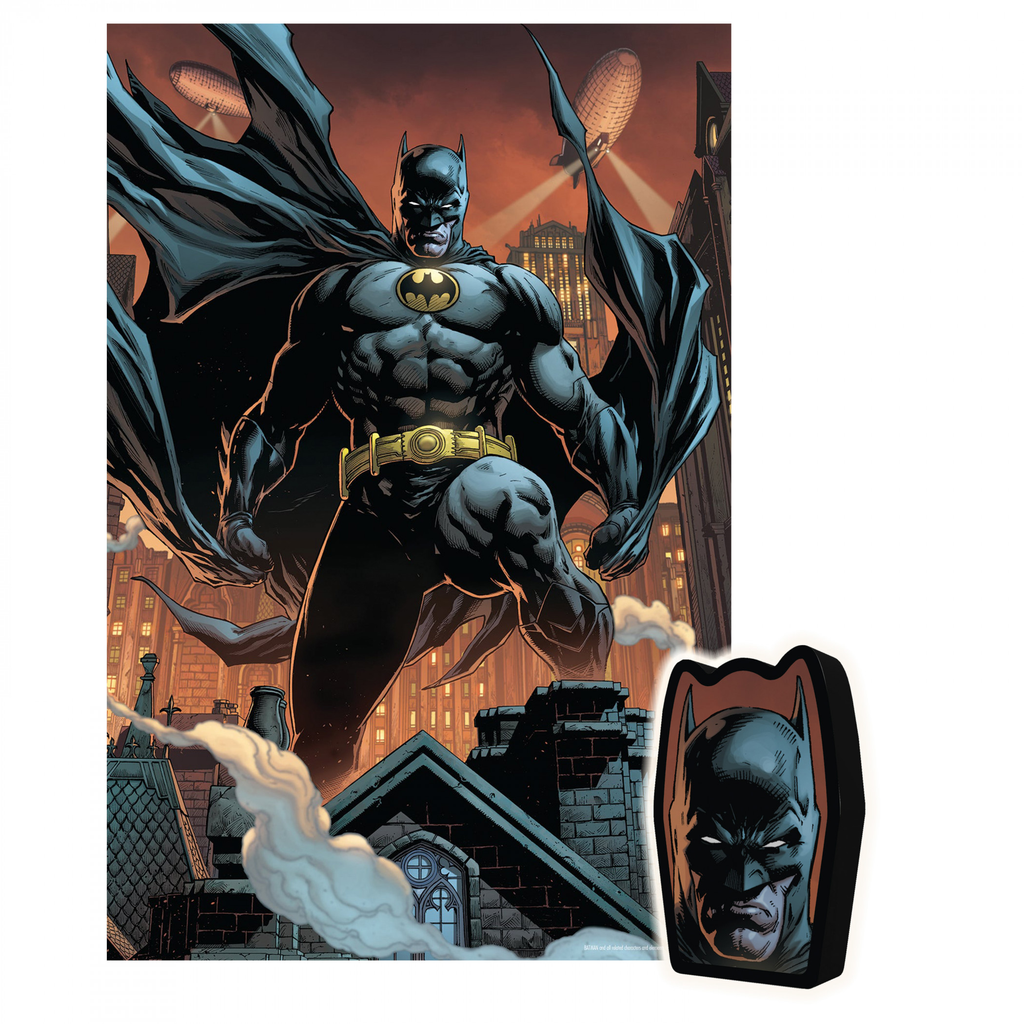 Batman Over the City 3D Lenticular 300pc Jigsaw Puzzle in Collectors Tin, Multi-Color
