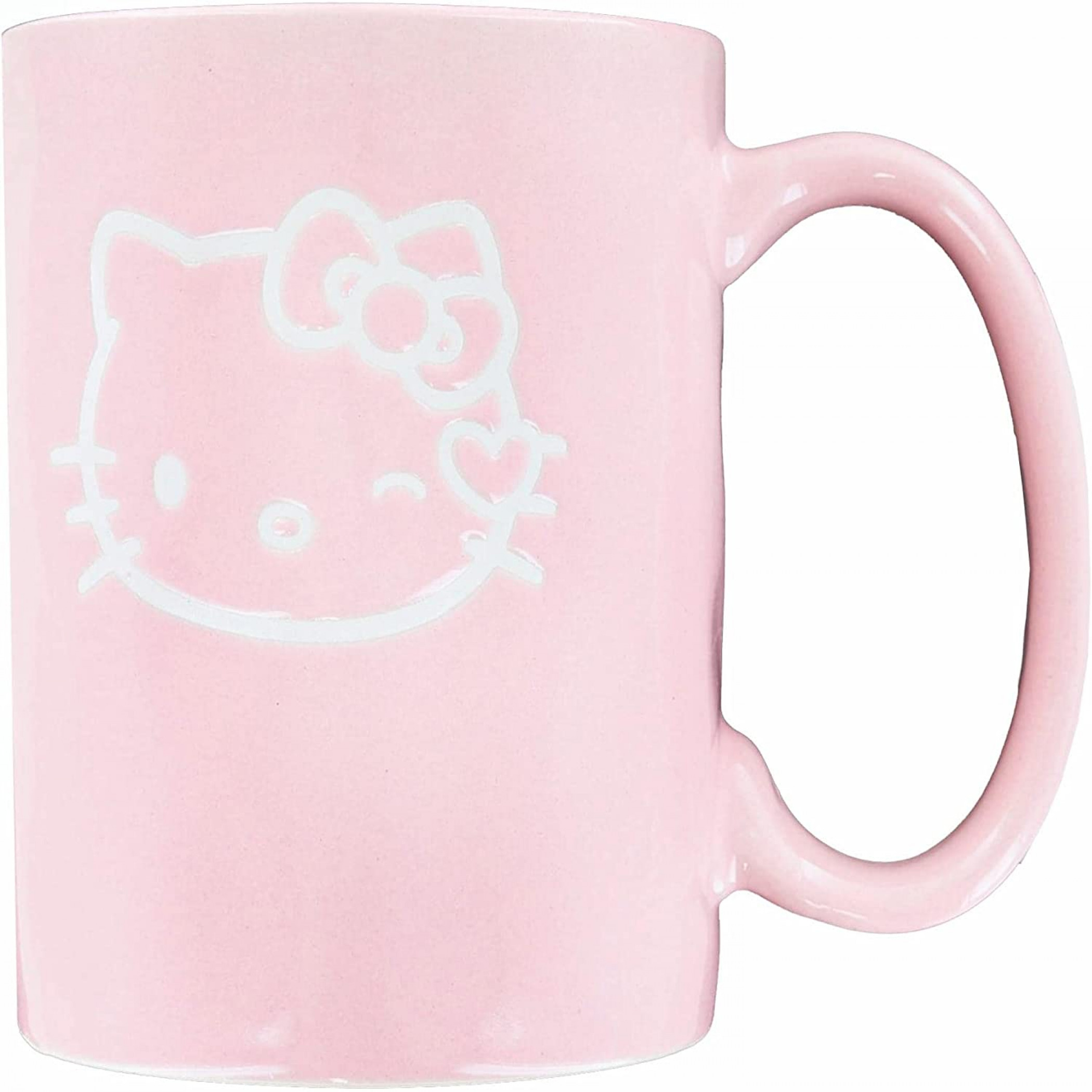 Hello Kitty Winky Face 17.5 Ounce Pottery Ceramic Mug, Pink