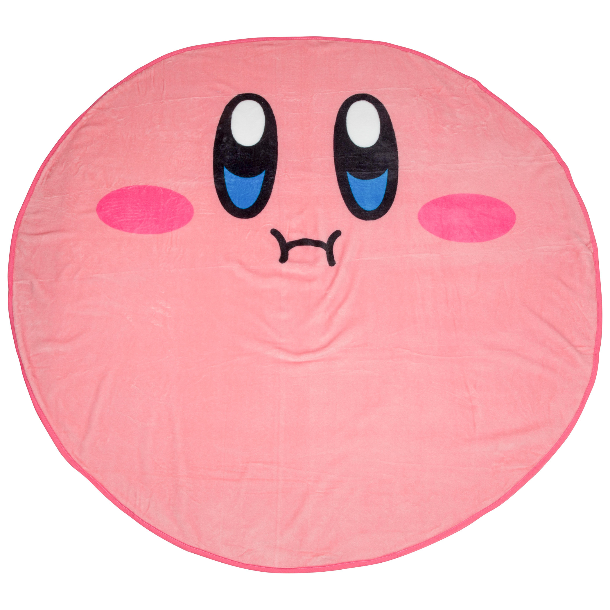 Kirby Big Face Round Fleece Throw Blanket, Pink