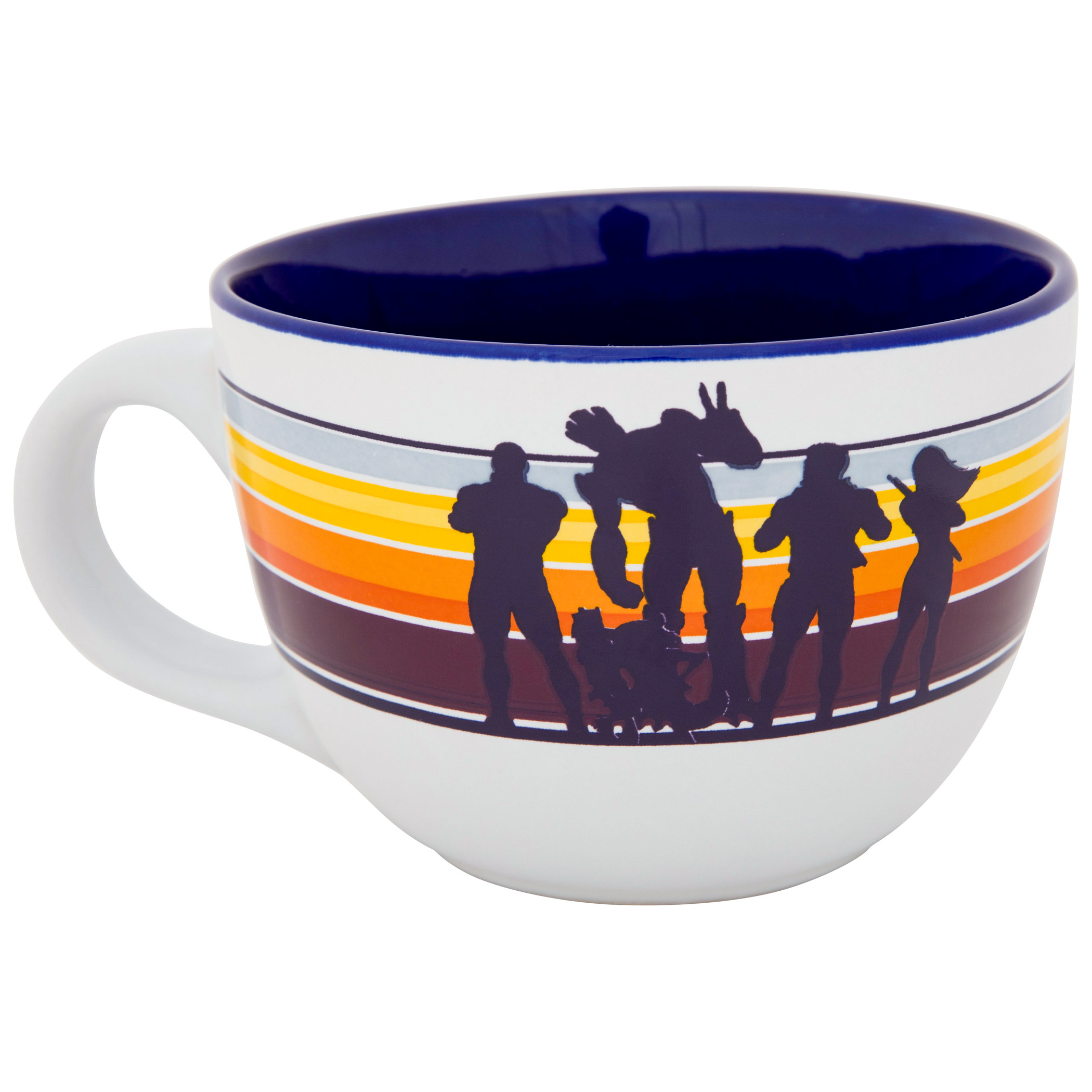 Guardians of The Galaxy Silhouette and Stripes 24oz Ceramic Soup Mug, White