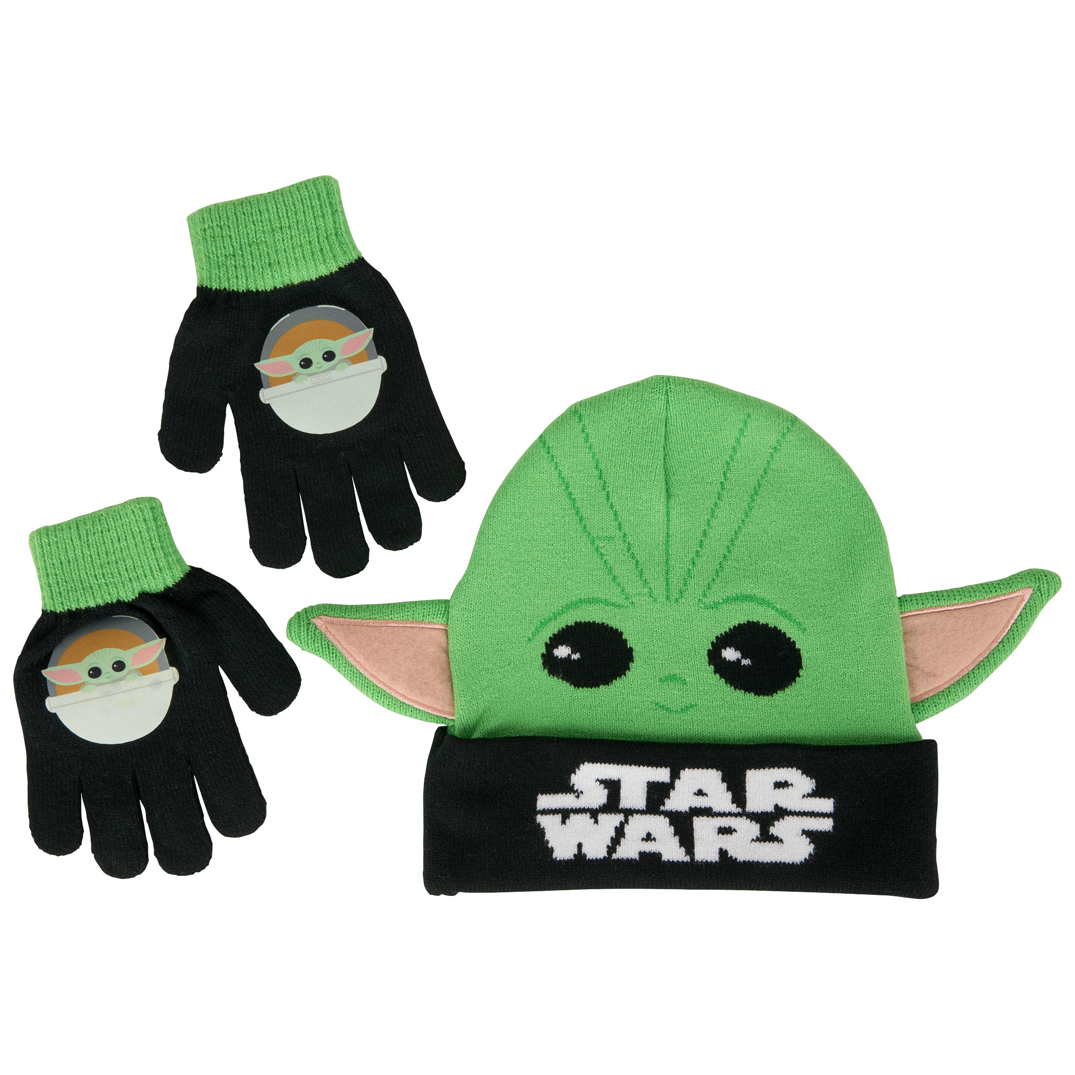 Star Wars The Mandalorian Grogu Kid's Gloves and Beanie with Ears Set, Multi-Color