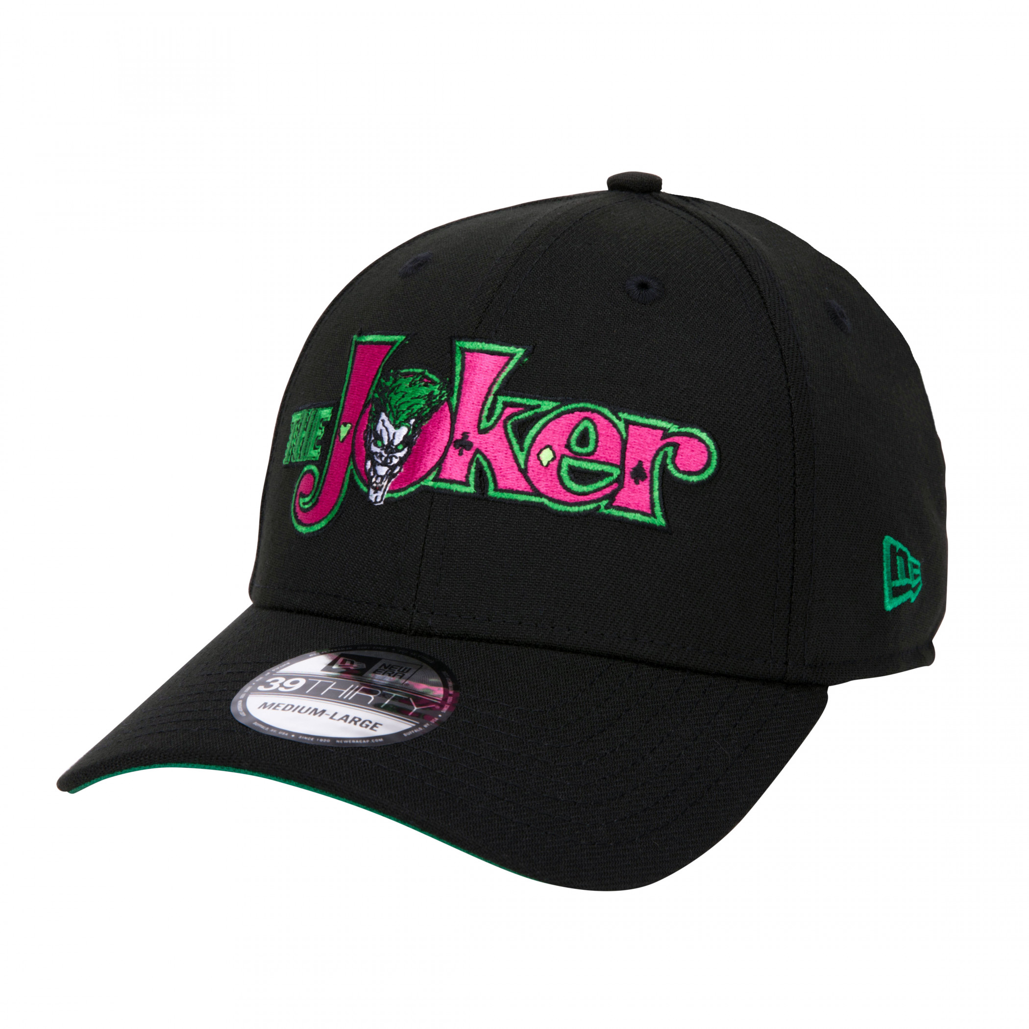 The Joker Vintage Logo New Era 39Thirty Fitted Hat, Black