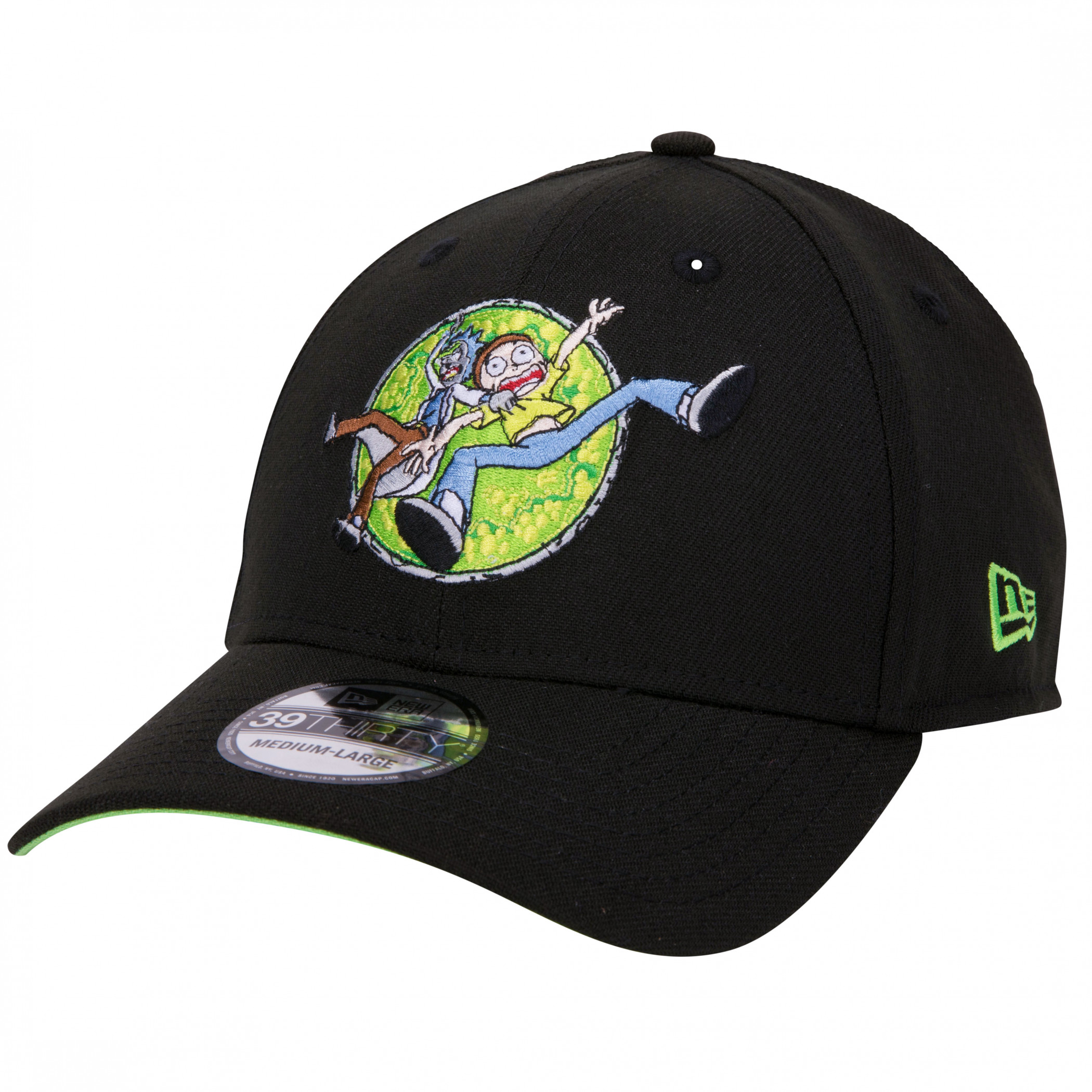 Rick and Morty Escape Through The Portal New Era 39Thirty Fitted Hat, Black