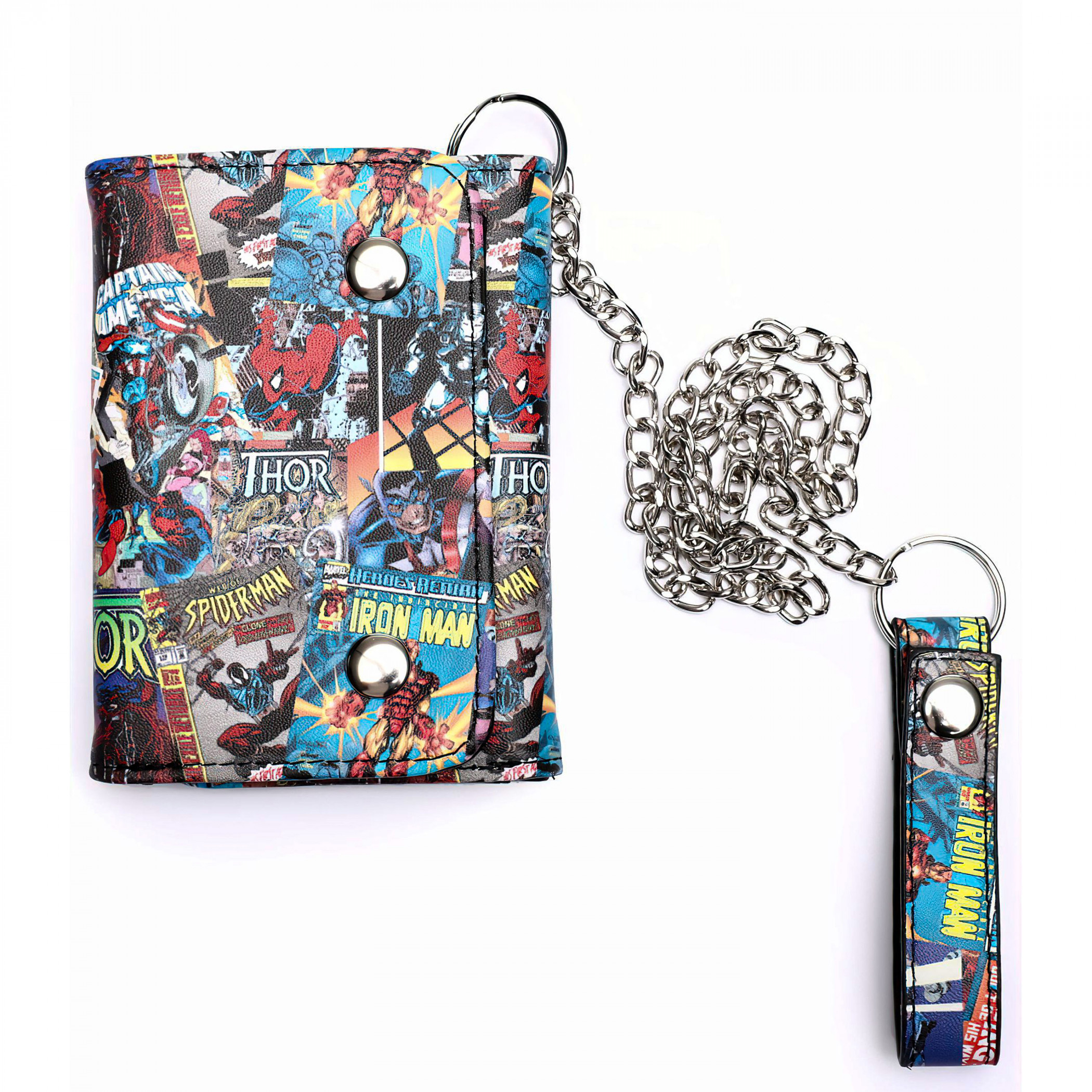 Marvel Comic Covers Collage Chain Wallet, Multi-Color