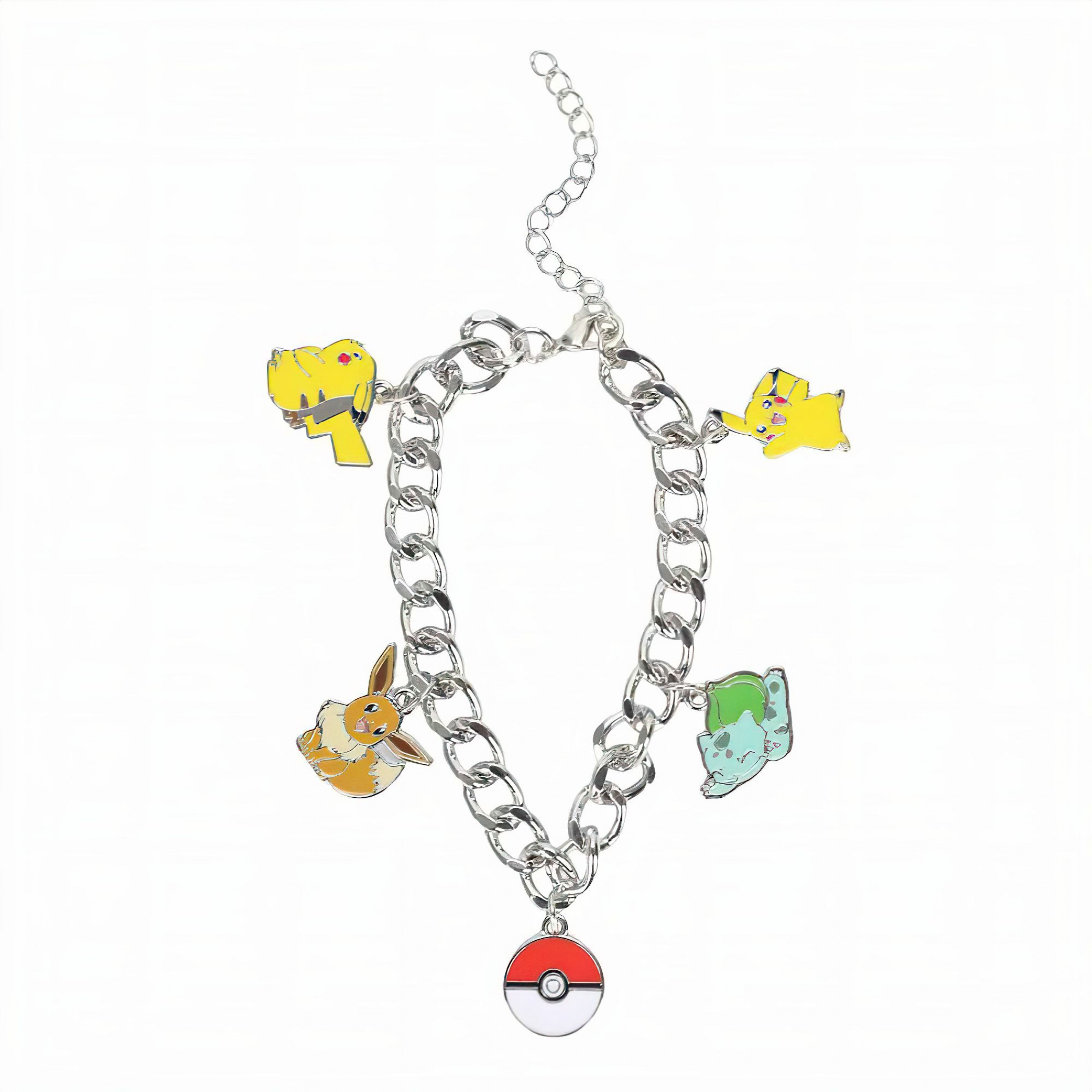 Pokemon Starters Multi-Charm Bracelet, Silver