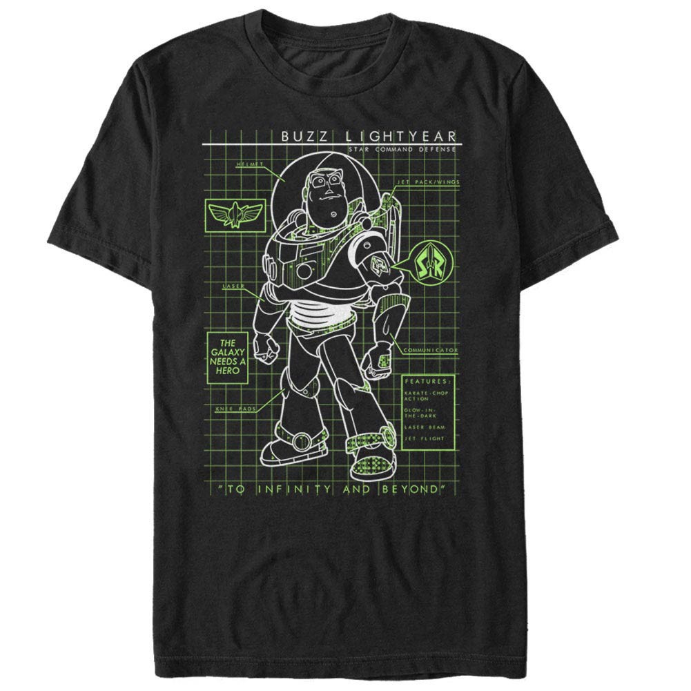 Disney Pixar Toy Story 1-3 Buzzin Schematic Black T-Shirt