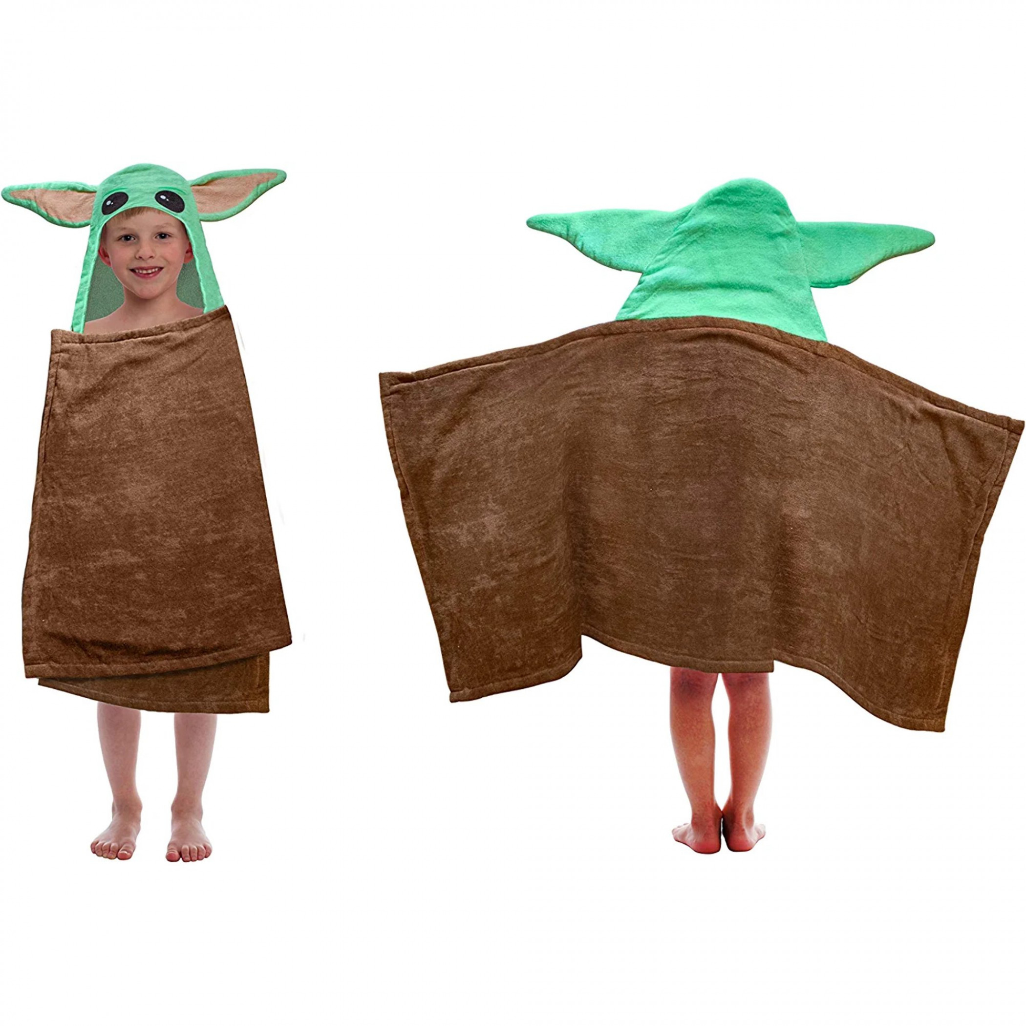 Star Wars The Mandalorian Grogu Cosplay Hooded Poncho Towel with Ears, Multi-Color
