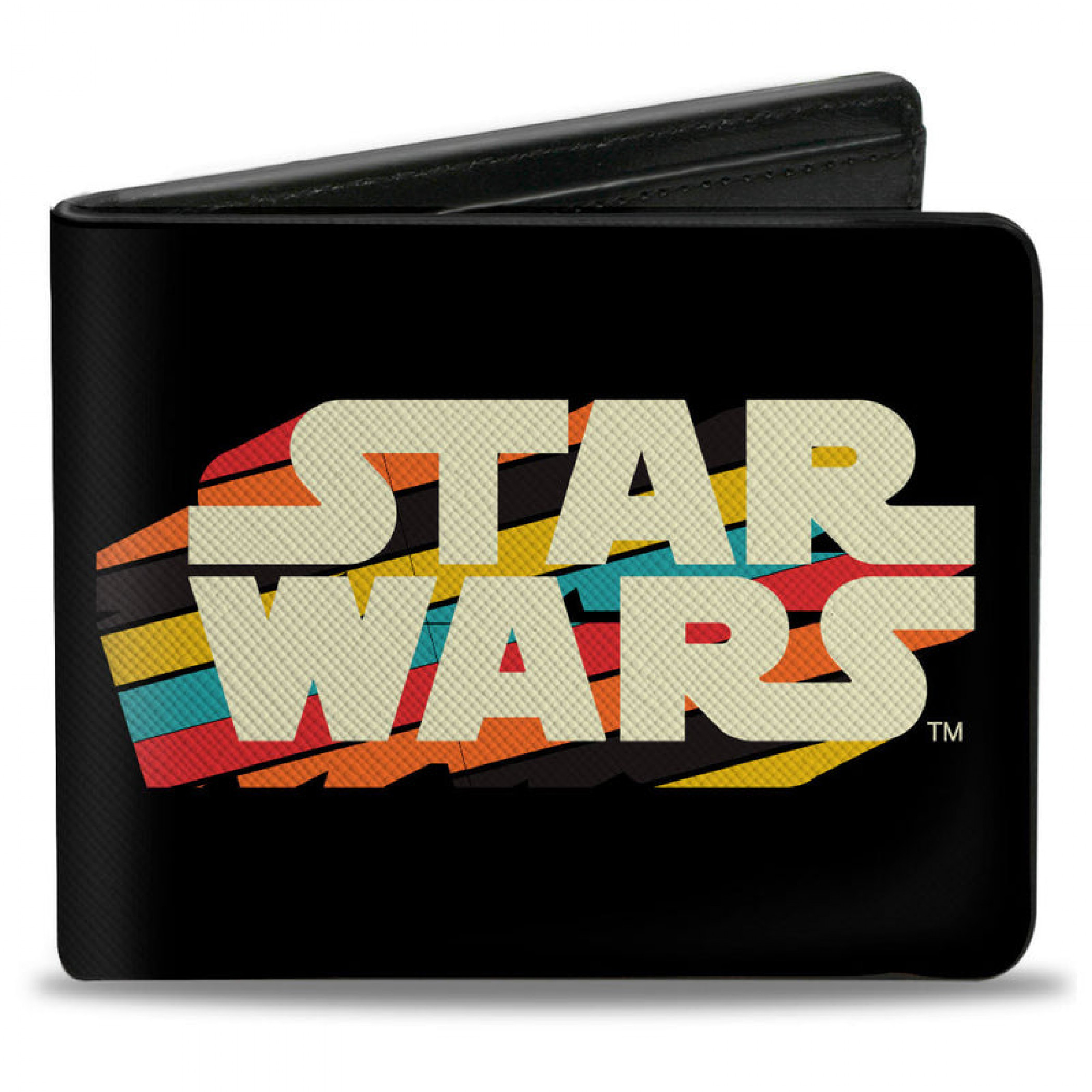 Star Wars Logo and X-Wing Starfighter Stripe Bi-Fold Wallet, Black