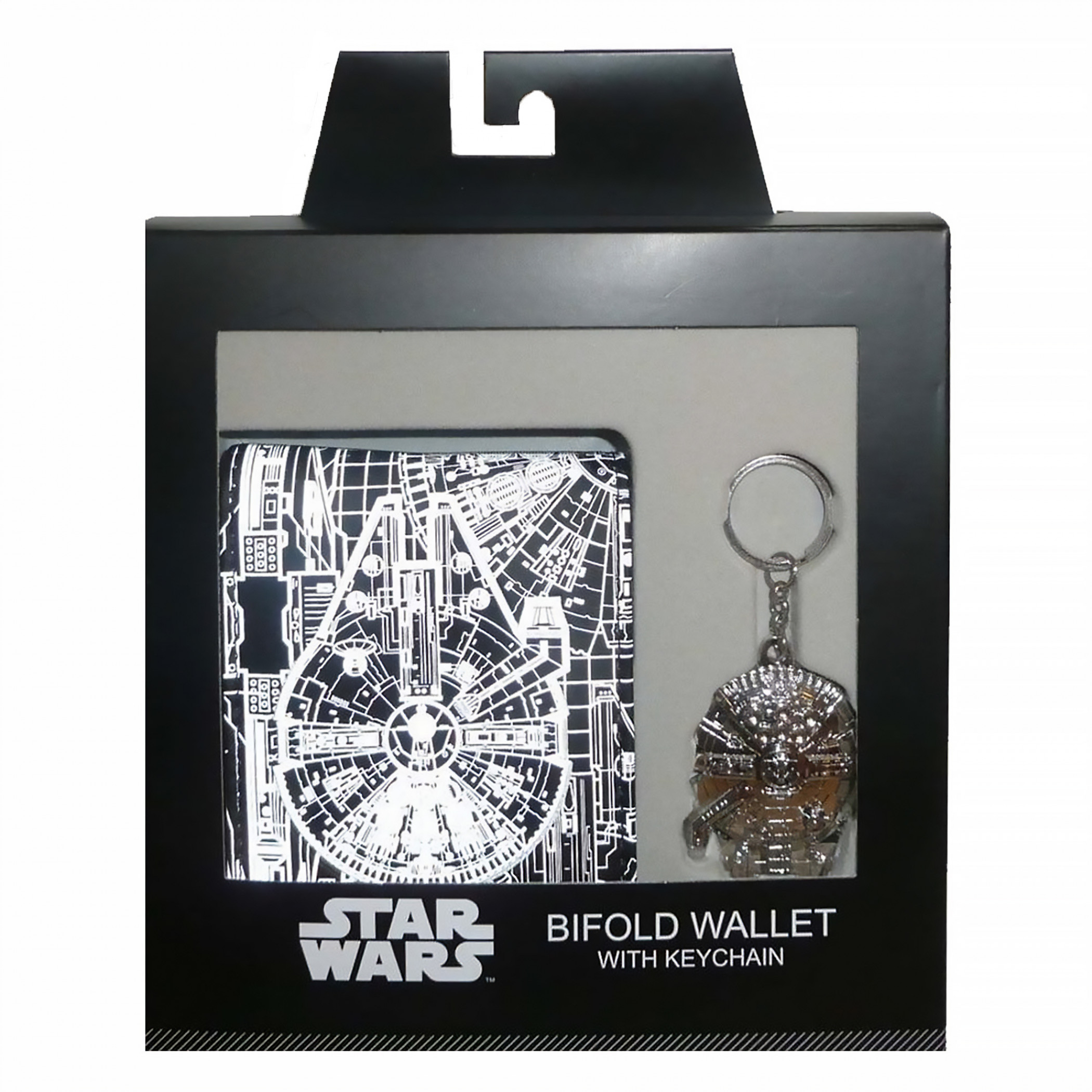 Star Wars Classic Millenium Falcon Bi-Fold Wallet & Keychain Gift Set, Multi-Color