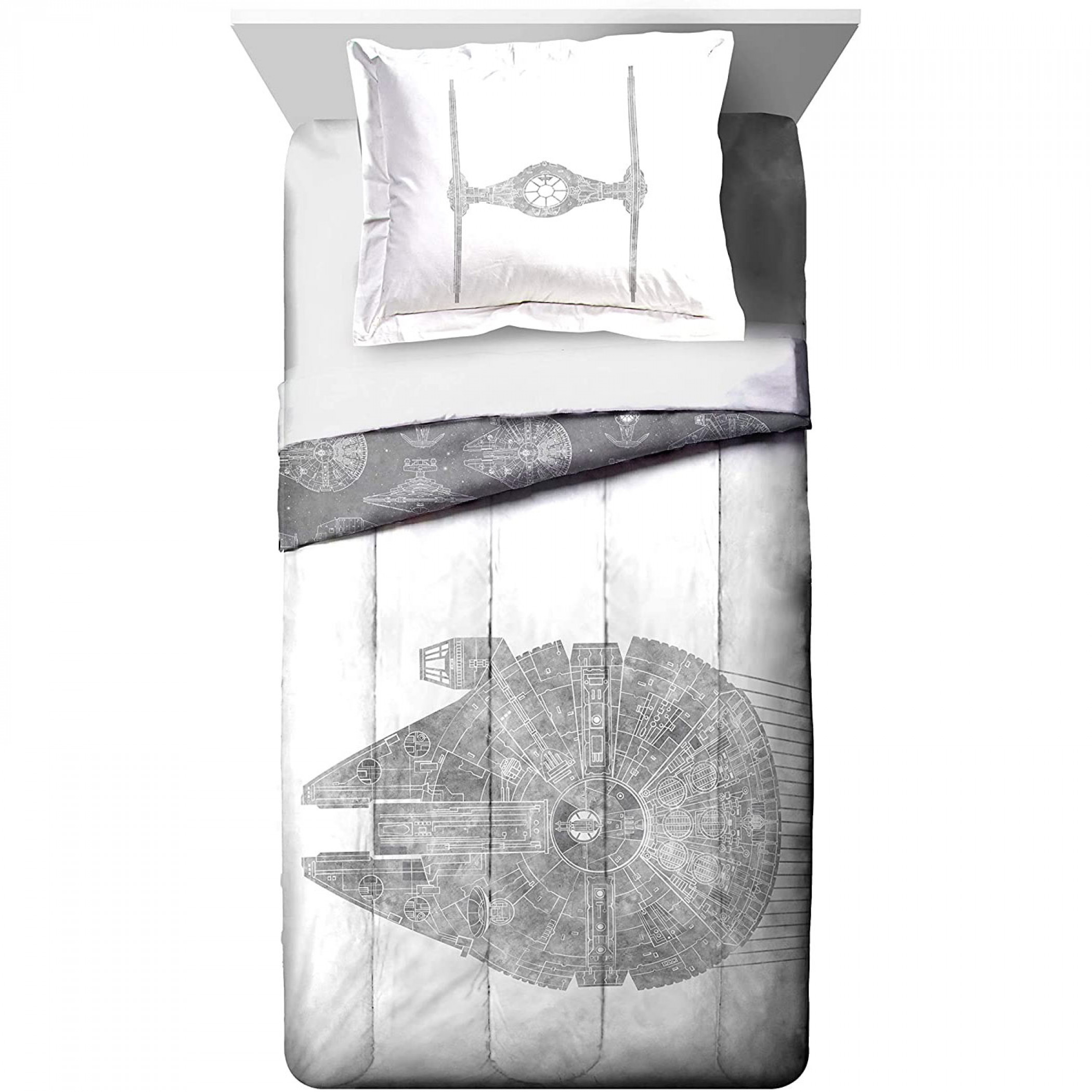 Star Wars Millenium Falcon Queen Size Comforter Bedding, White
