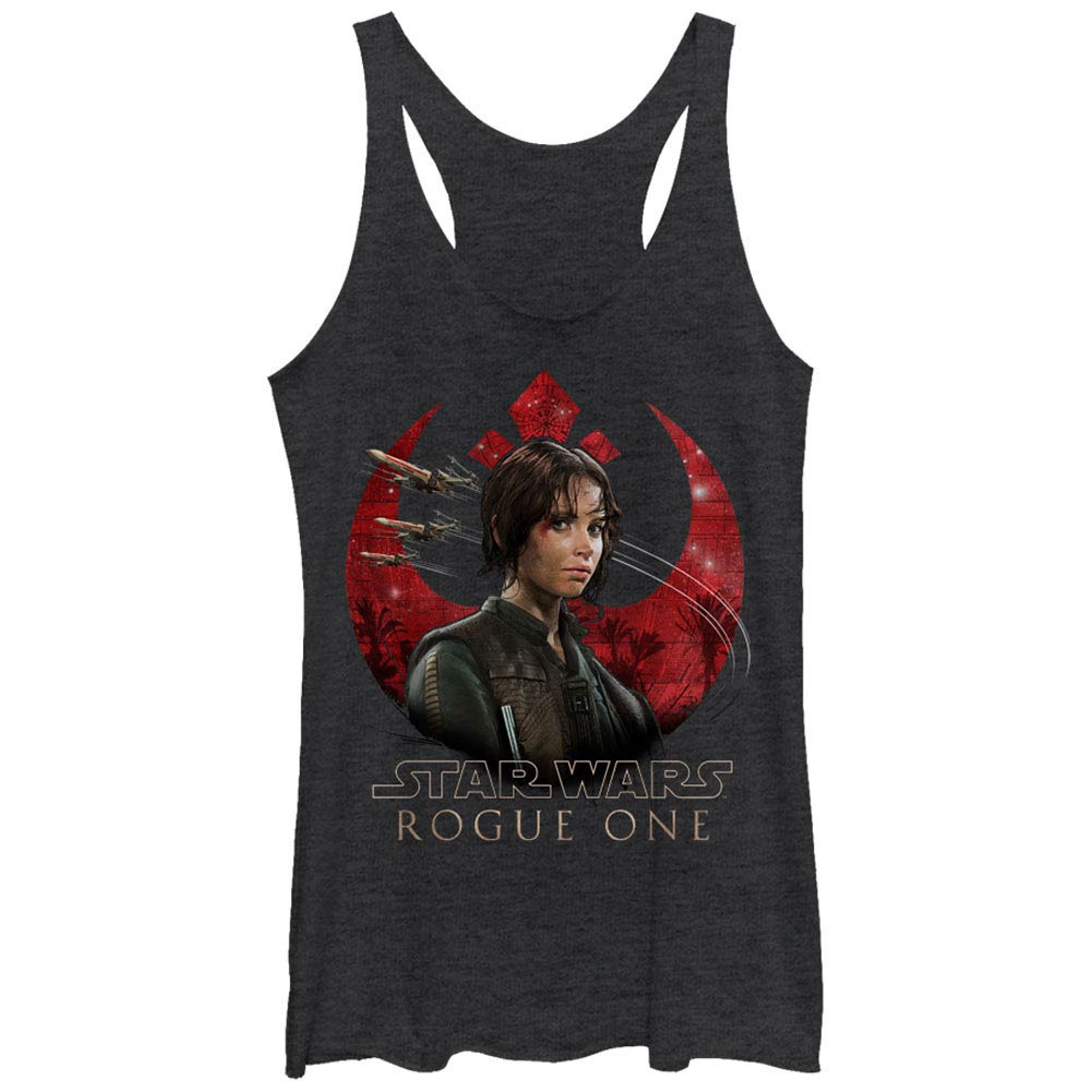 Star Wars Rogue One Tasked Black Juniors Racerback Tank Top, Black