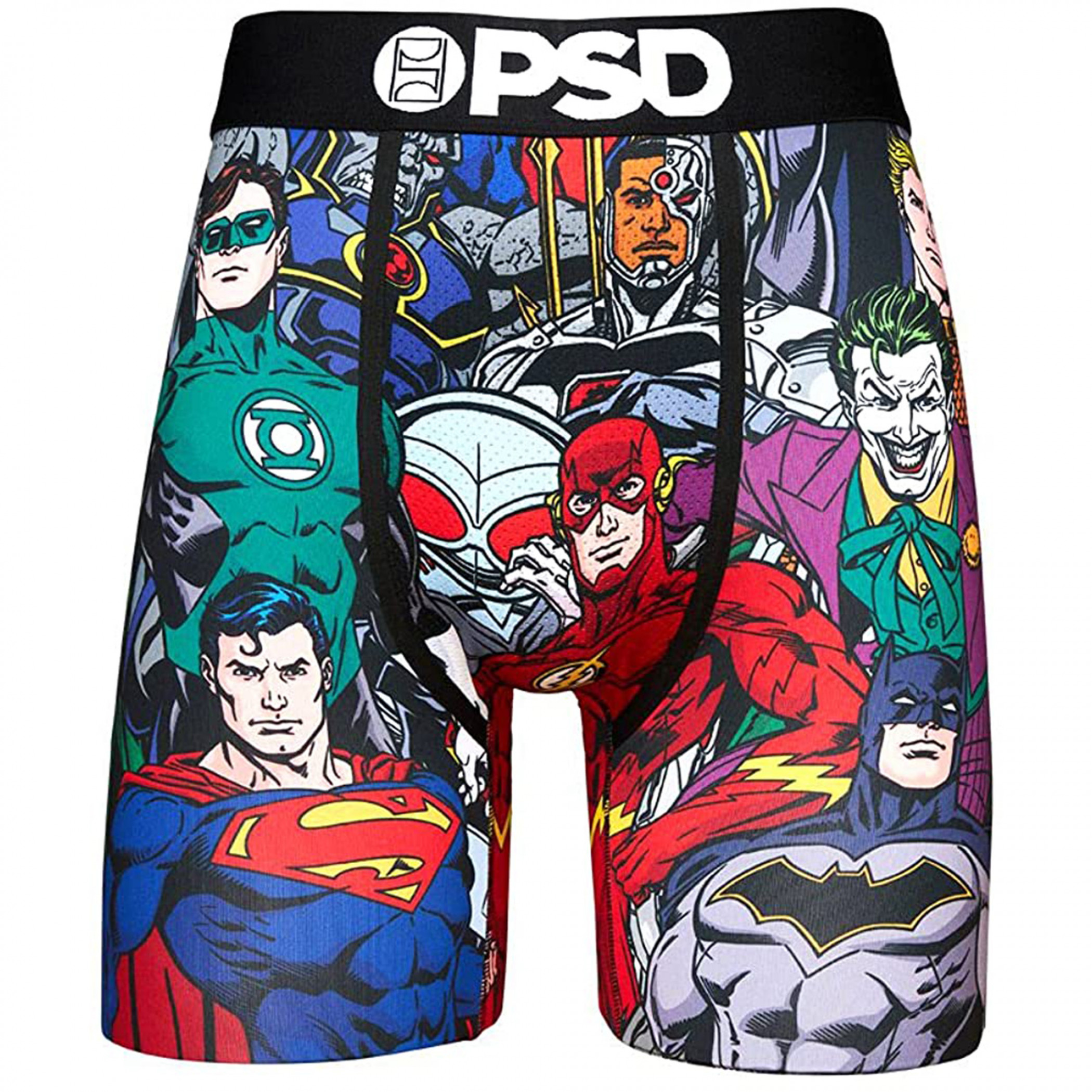 DC Comics Boys Squad Lineup All Over Print Men's PSD Boxer Briefs, Multi-Color