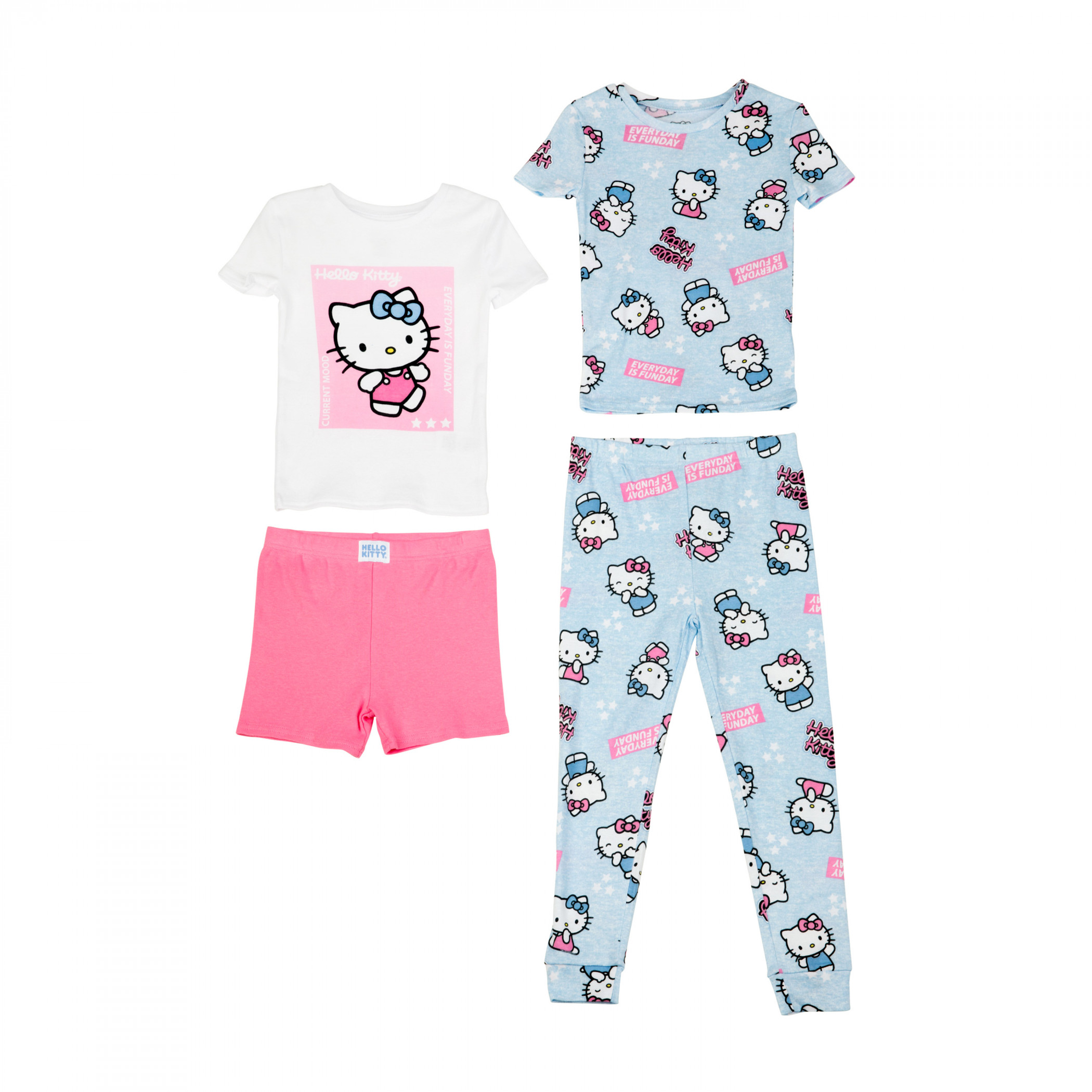 Hello Kitty Current Mood 4-Piece Girl's Pajama Set, Multi-Color
