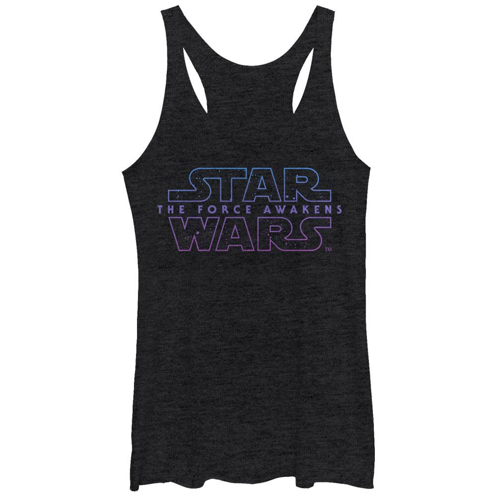 Star Wars Episode 7 Starry Logo 7 Black Juniors Racerback Tank Top