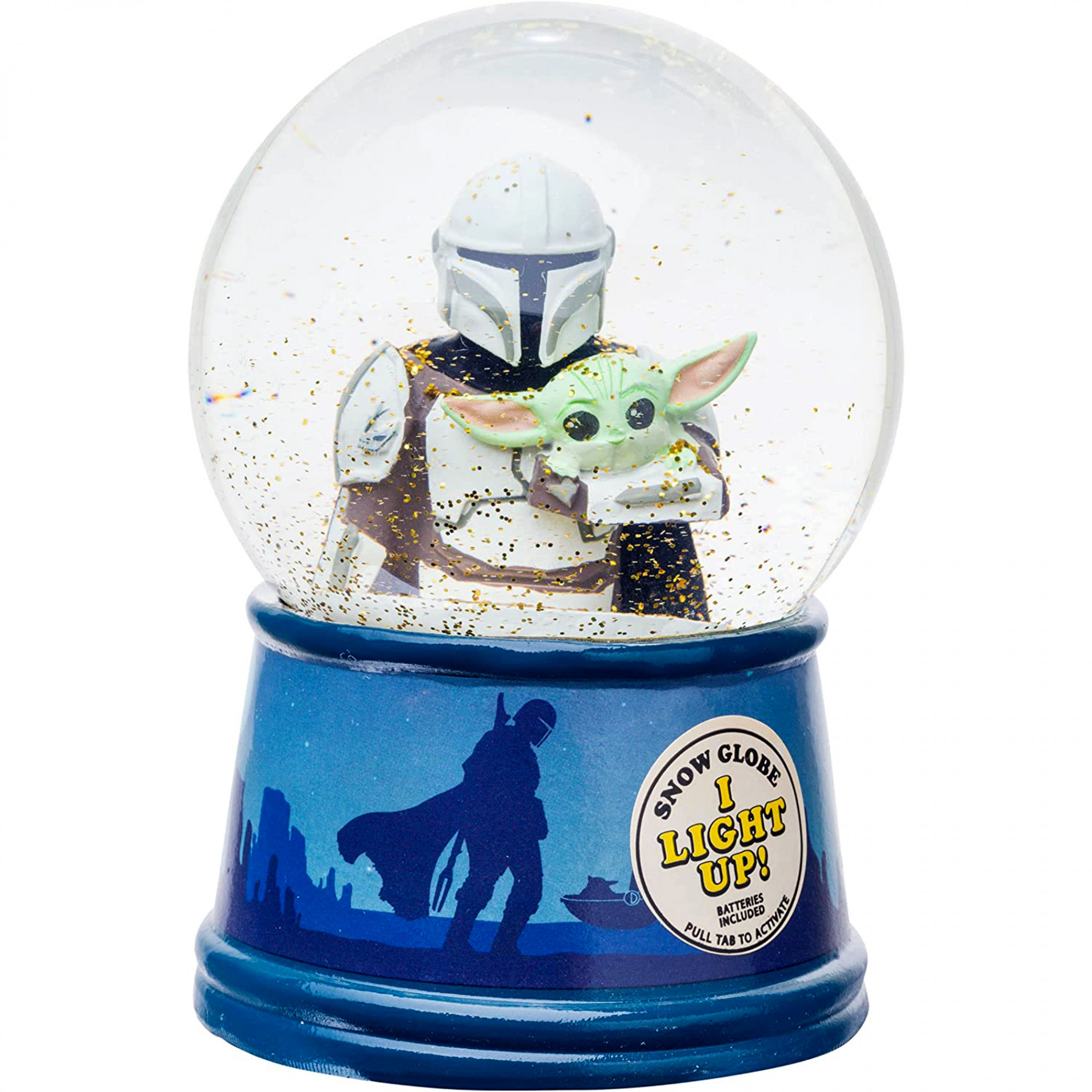 Star Wars The Mandalorian Mando and Grogu Light Up Snow Globe, Multi-Color
