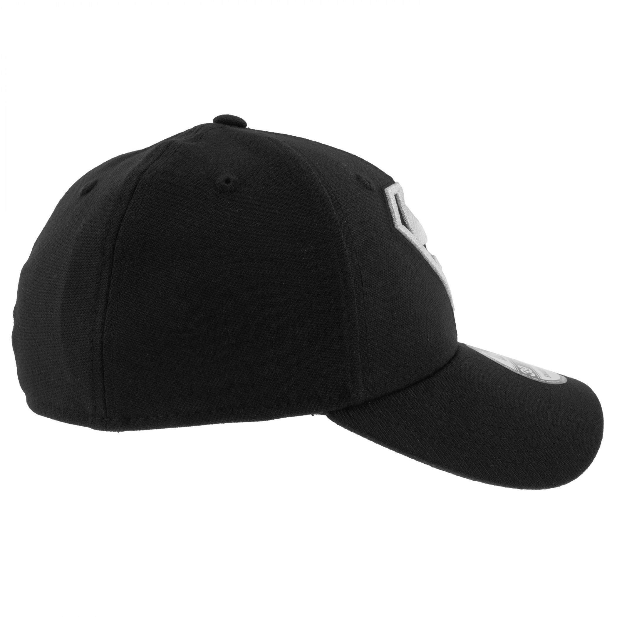 Superman Silver Logo New Era 39Thirty Fitted Hat Black - Picture 9 of 24