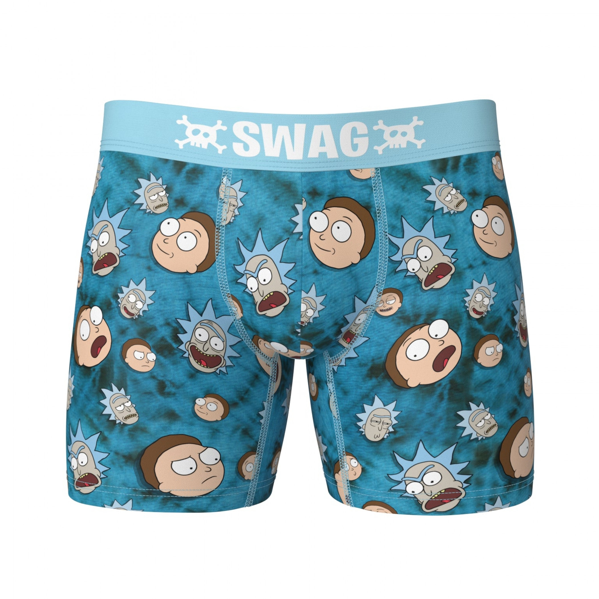 Rick and Morty Tie Dye Madness SWAG Boxer Briefs, Blue