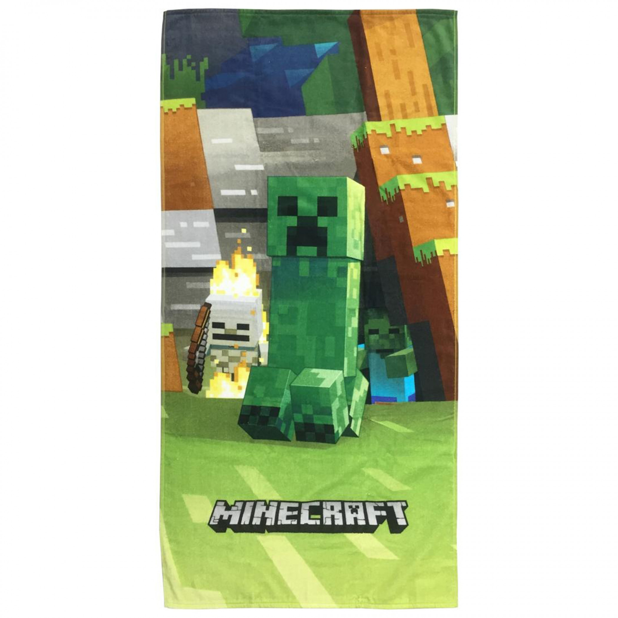 Minecraft Mobs From the Cave Beach Towel, Multi-Color