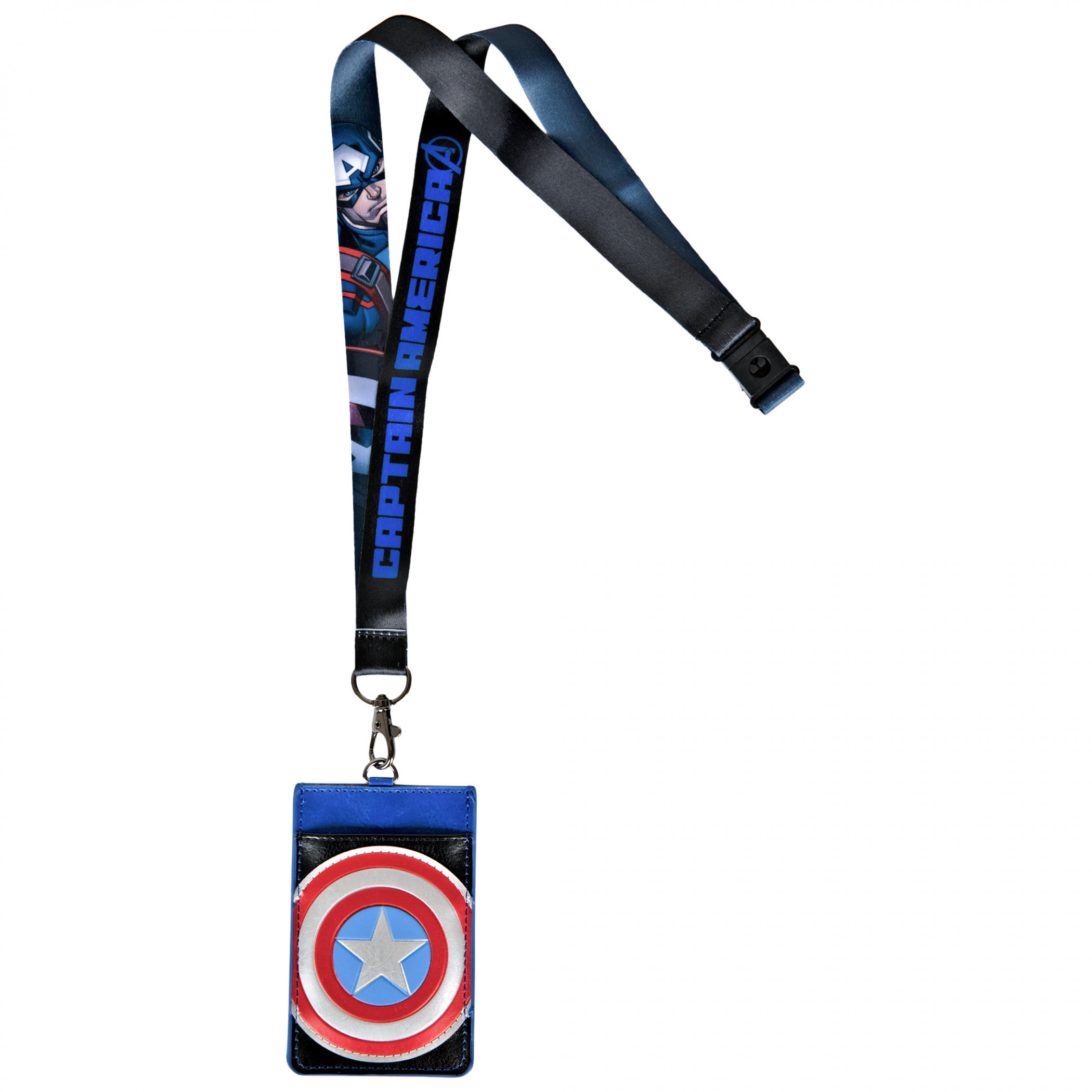 Marvel Captain America Shield Symbol ID Card Holder Lanyard, Multi-Color