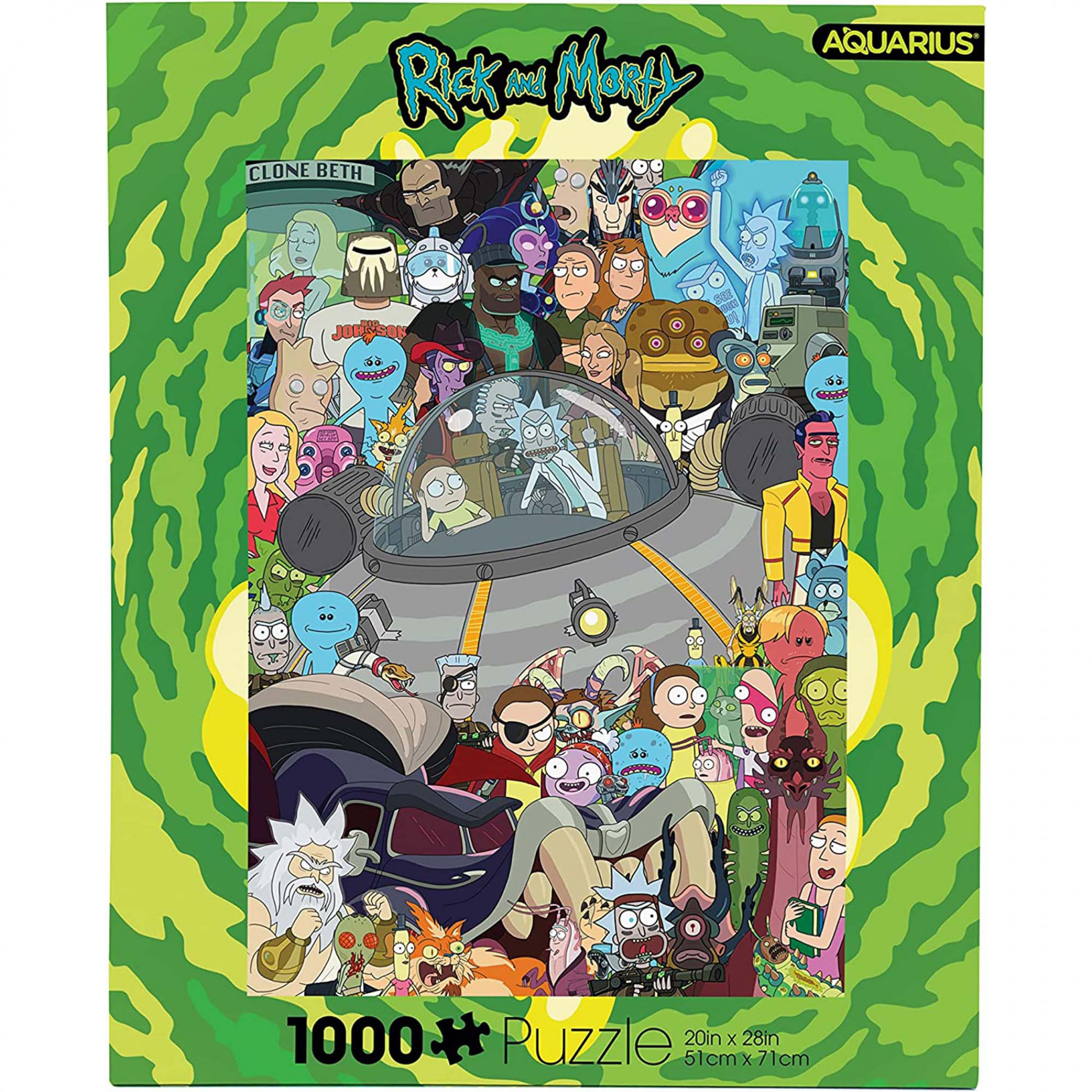 Rick And Morty Space Cruiser Surrounded 20' x 28' 1000 Piece Puzzle, Multi-Color