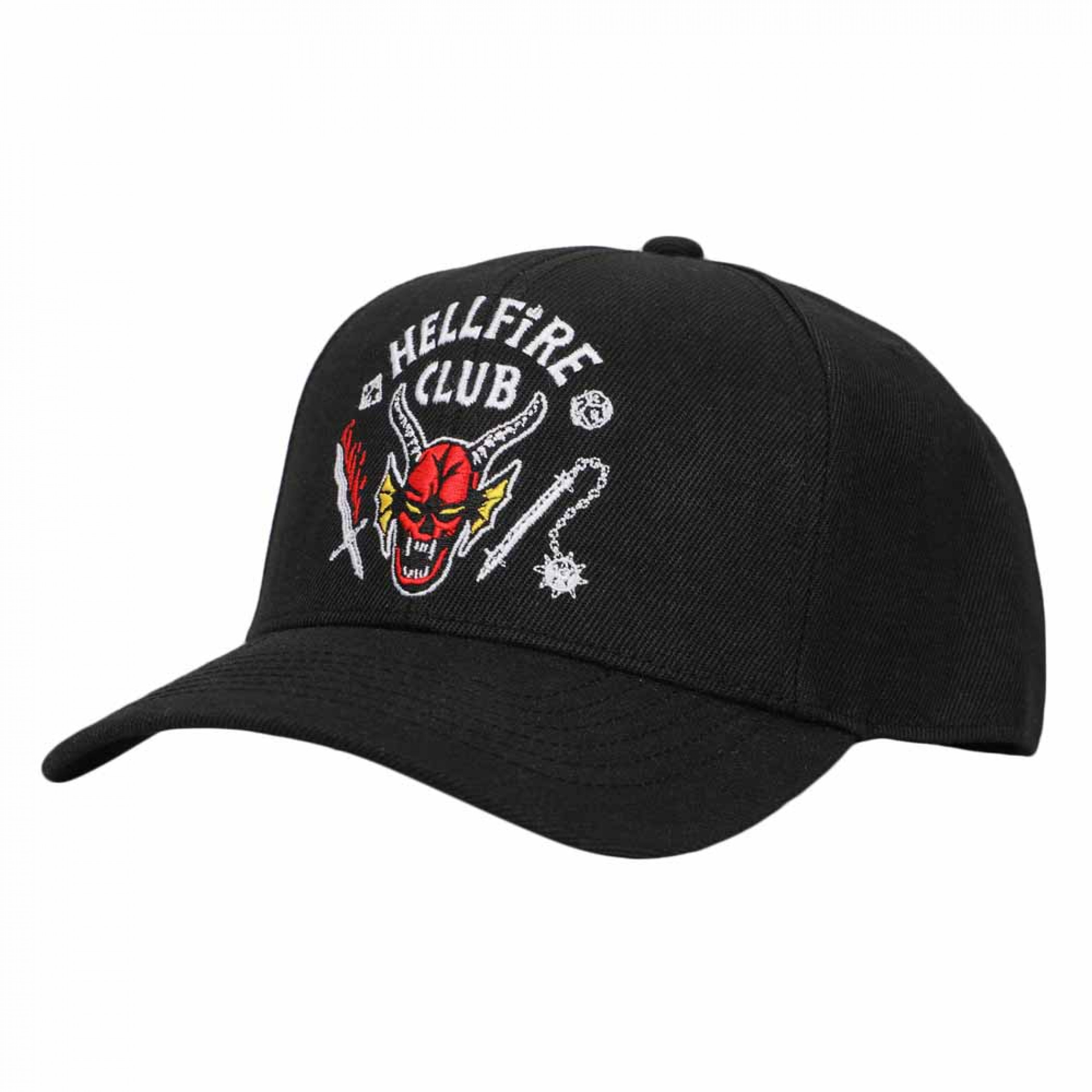 Stranger Things Hellfire Club Embroidered Pre-Curved Snapback Hat, Black