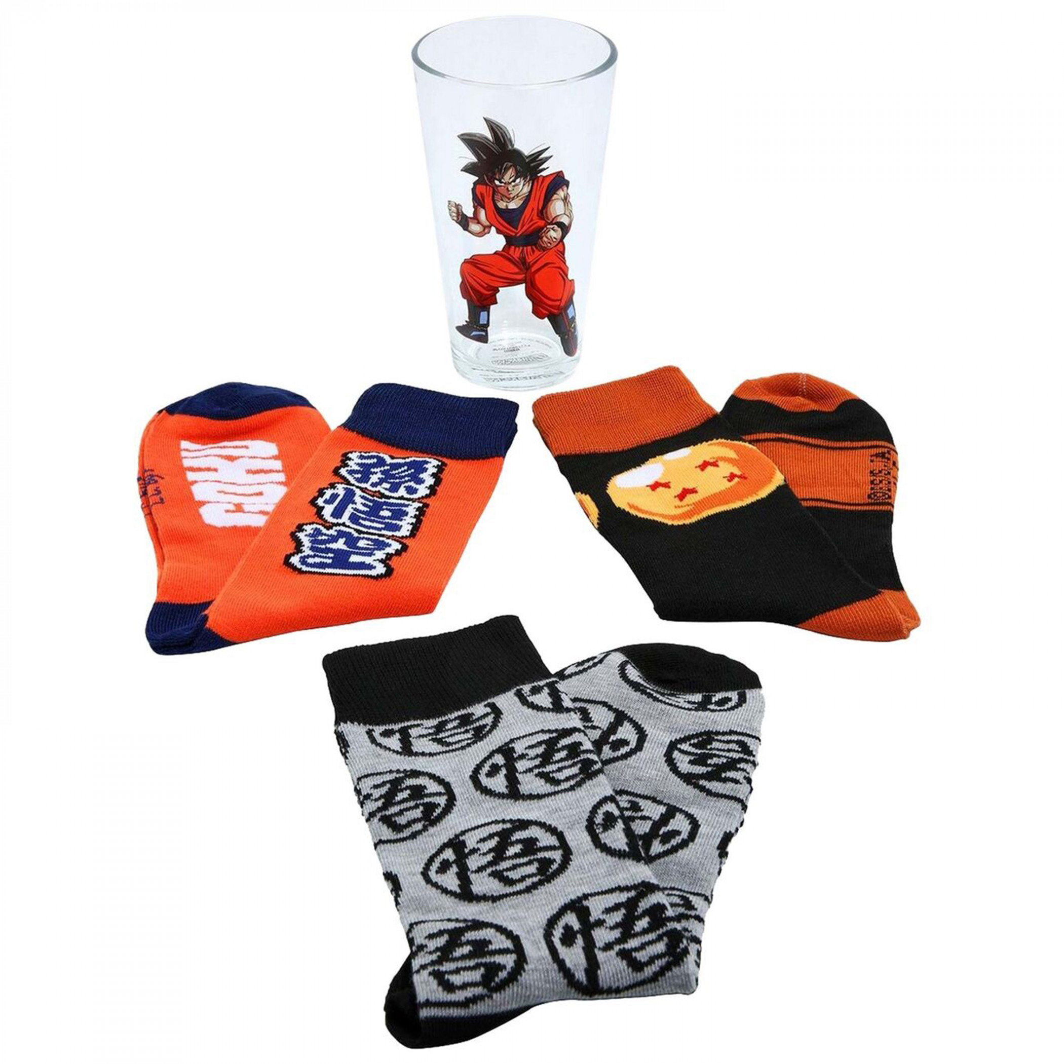 Dragon Ball Z 3pc Crew Socks and Pint Glass Set, Multi-Color