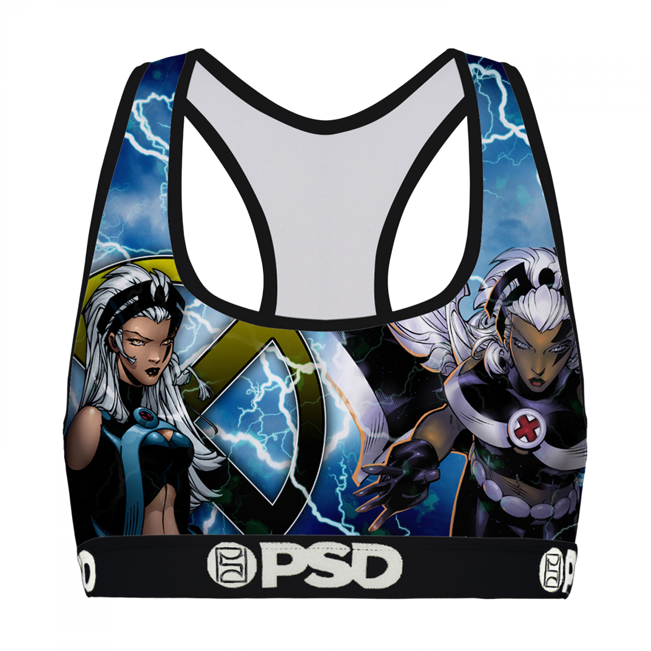 X-Men Storm Electric PSD Sports Bra, Blue