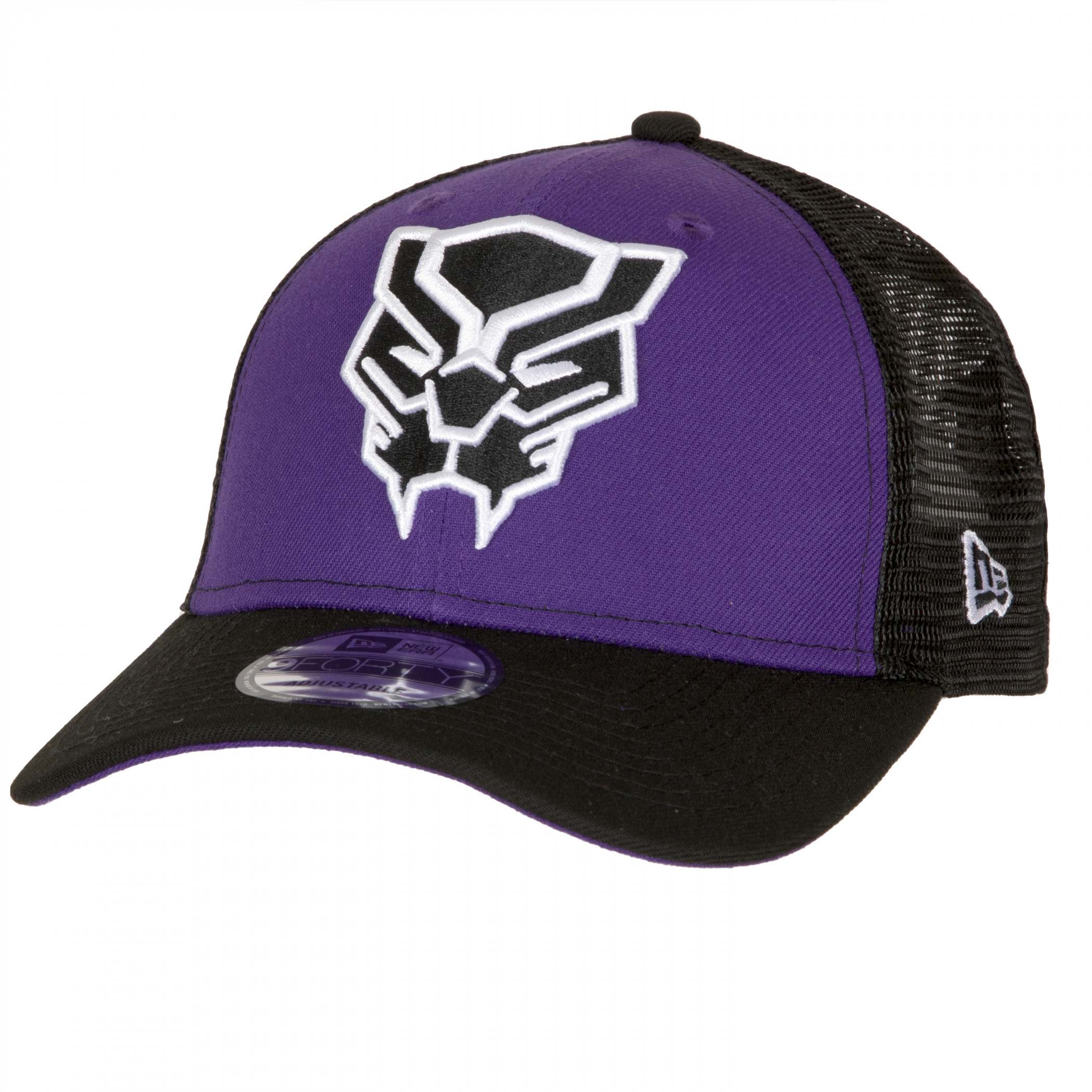 Black Panther Logo New Era 9Forty Adjustable Trucker Hat, Multi-Color