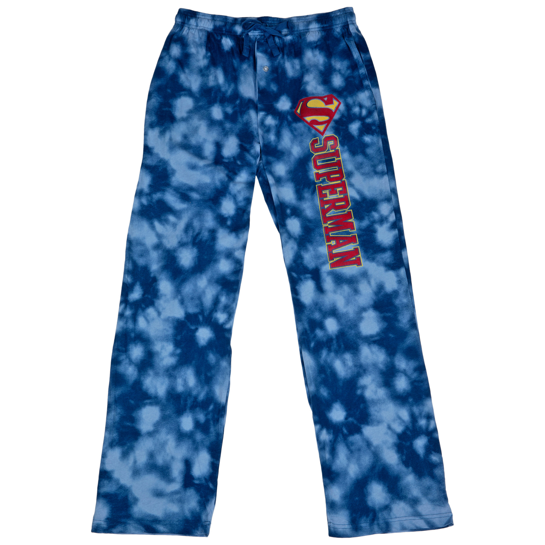 Superman Logo Tie-Dye Pajama Pants, Blue