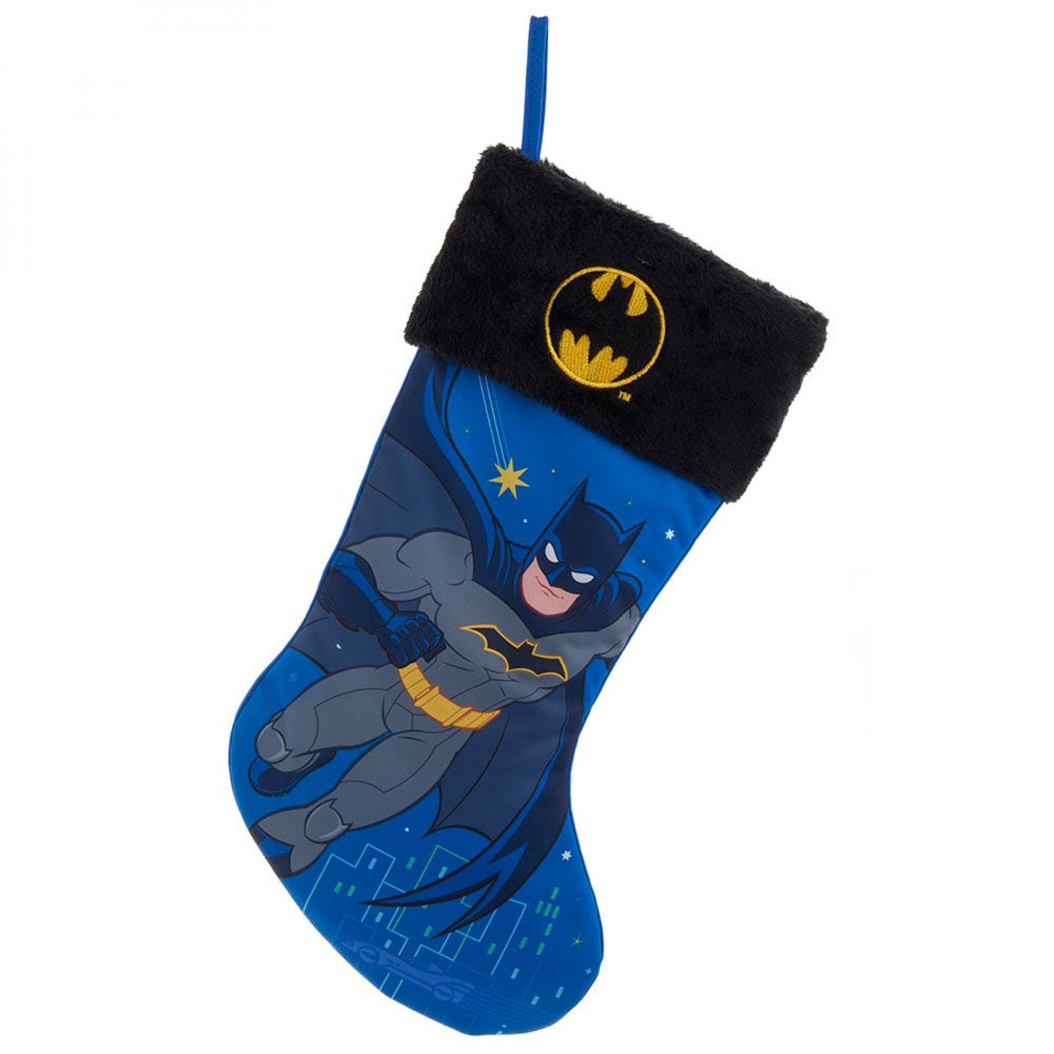 Batman Night Sky 19' Holiday Stocking, Blue