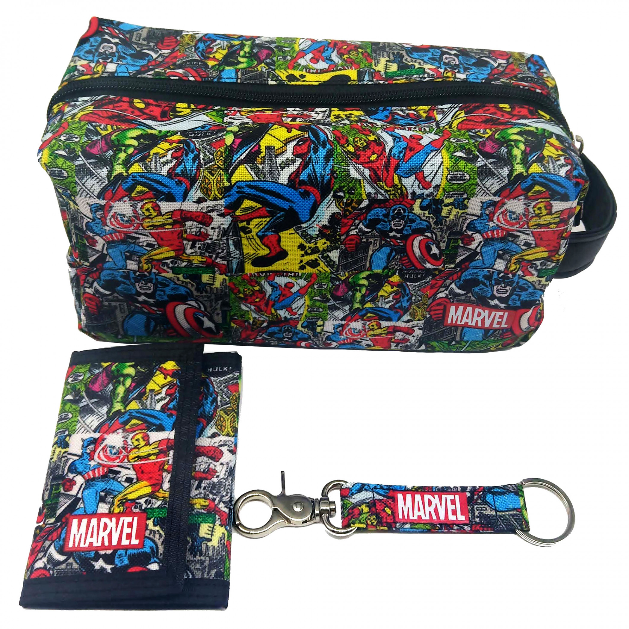 Marvel Avengers Classic Comic Art 3-Piece Grooming Bag Set, Multi-Color